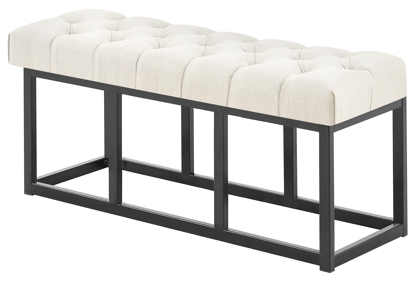 Banquette avec pieds en métal assise en tissu Crème