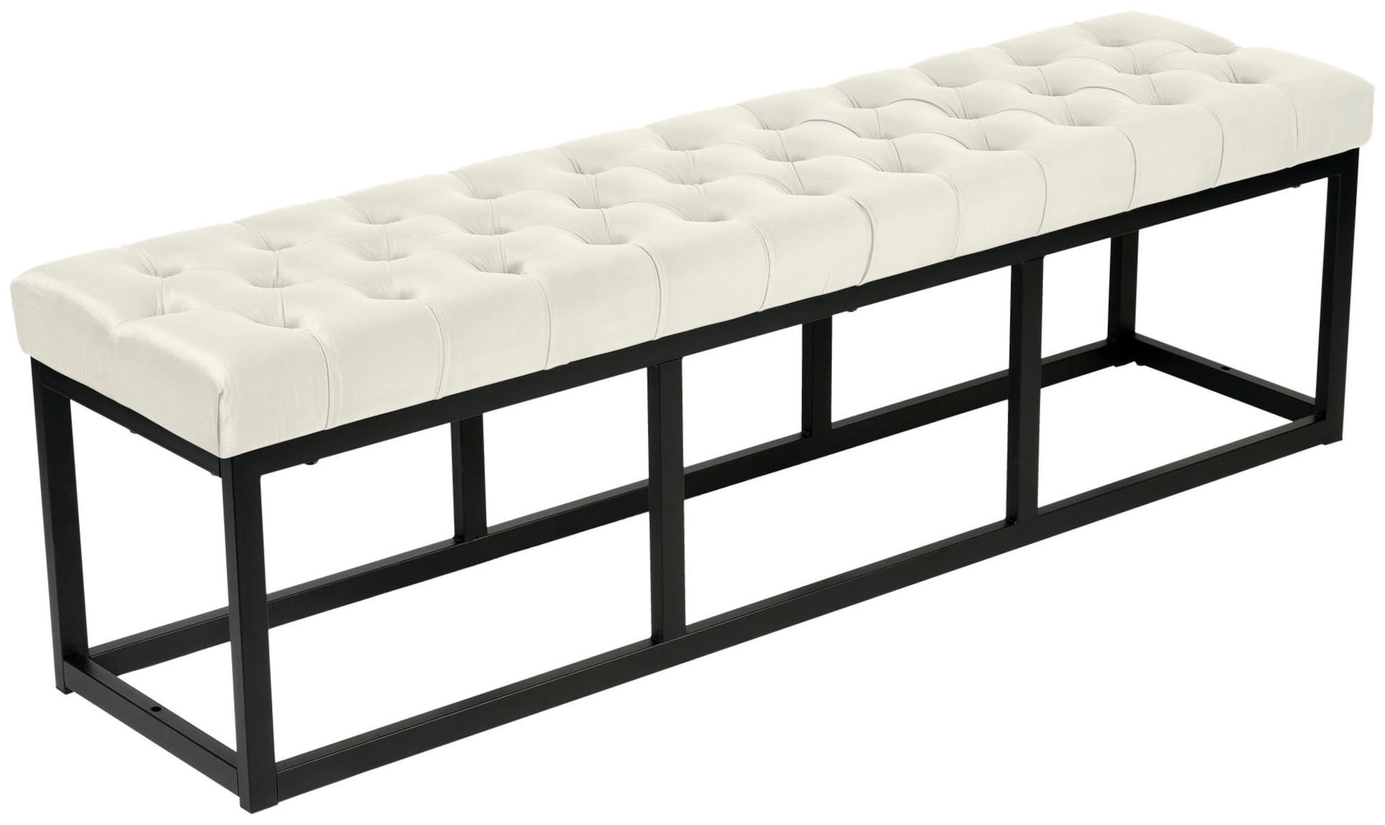 Banquette avec cadre en métal et assise en velours Crème