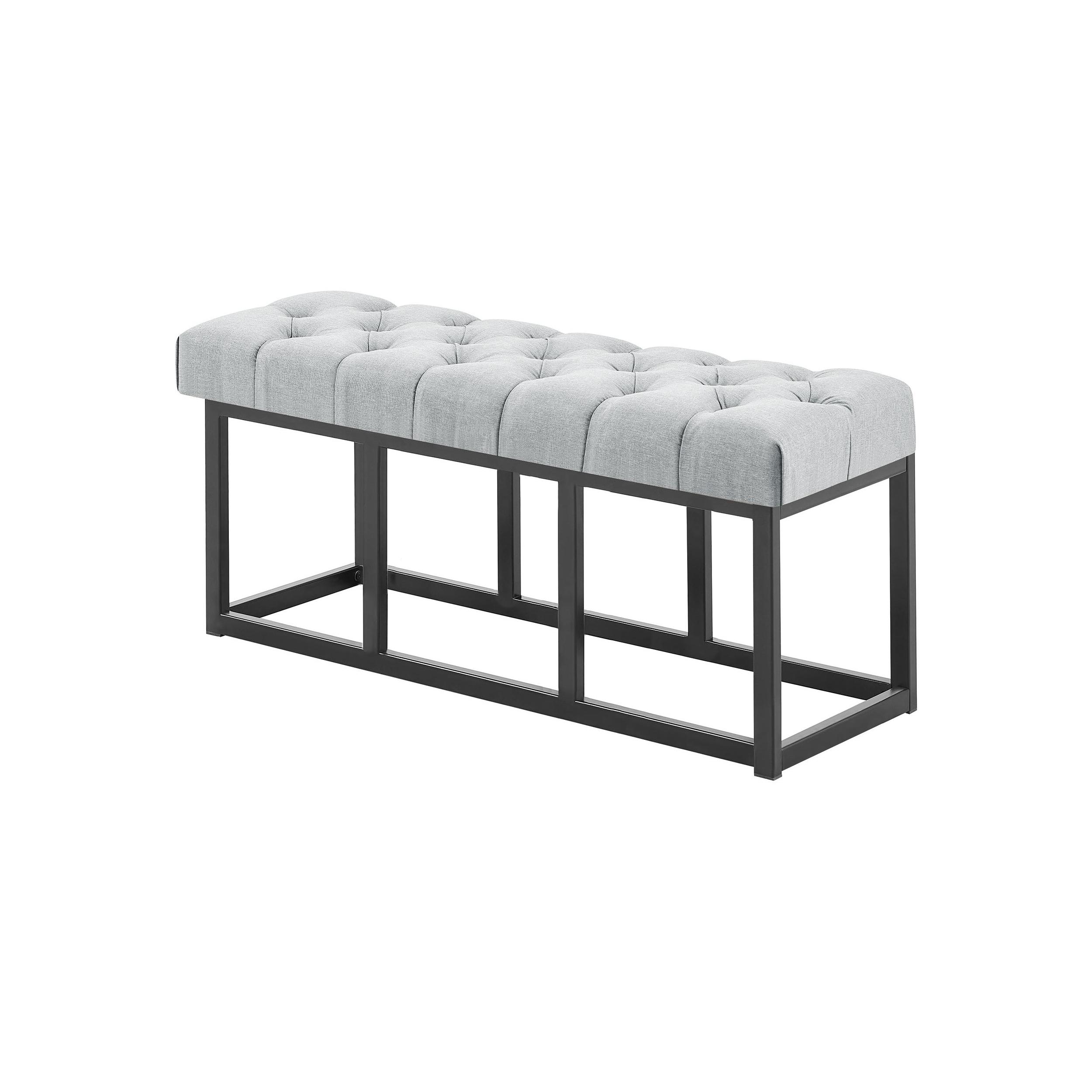 Banquette avec pieds en métal assise en tissu Gris