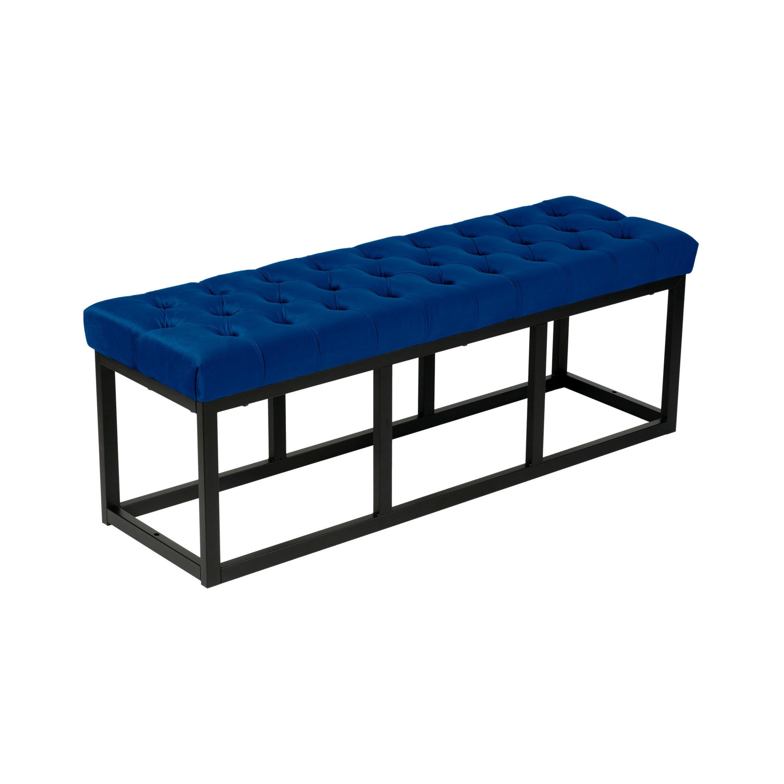 Banquette avec cadre en métal et assise en velours Bleu