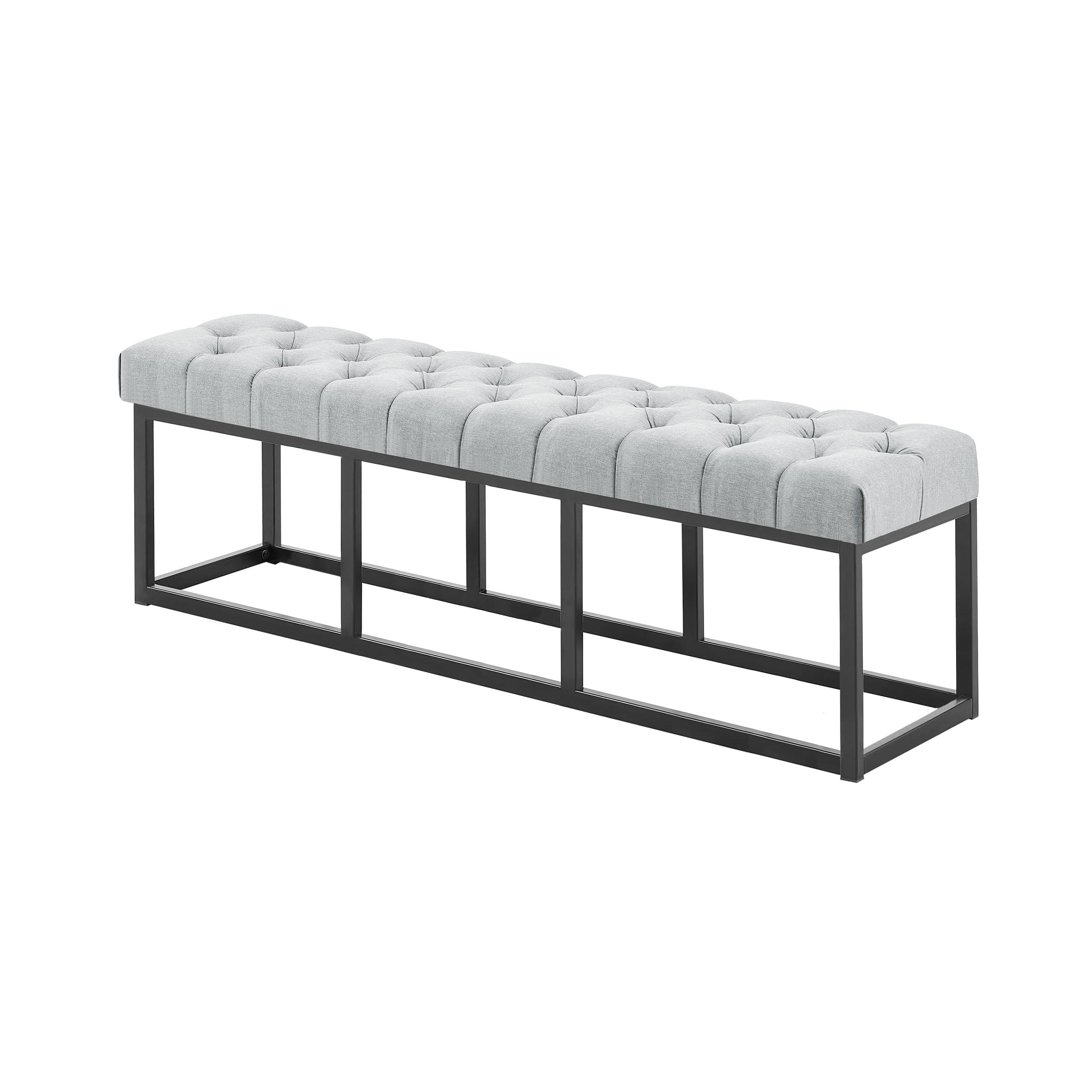 Banquette avec pieds en métal assise en tissu Gris