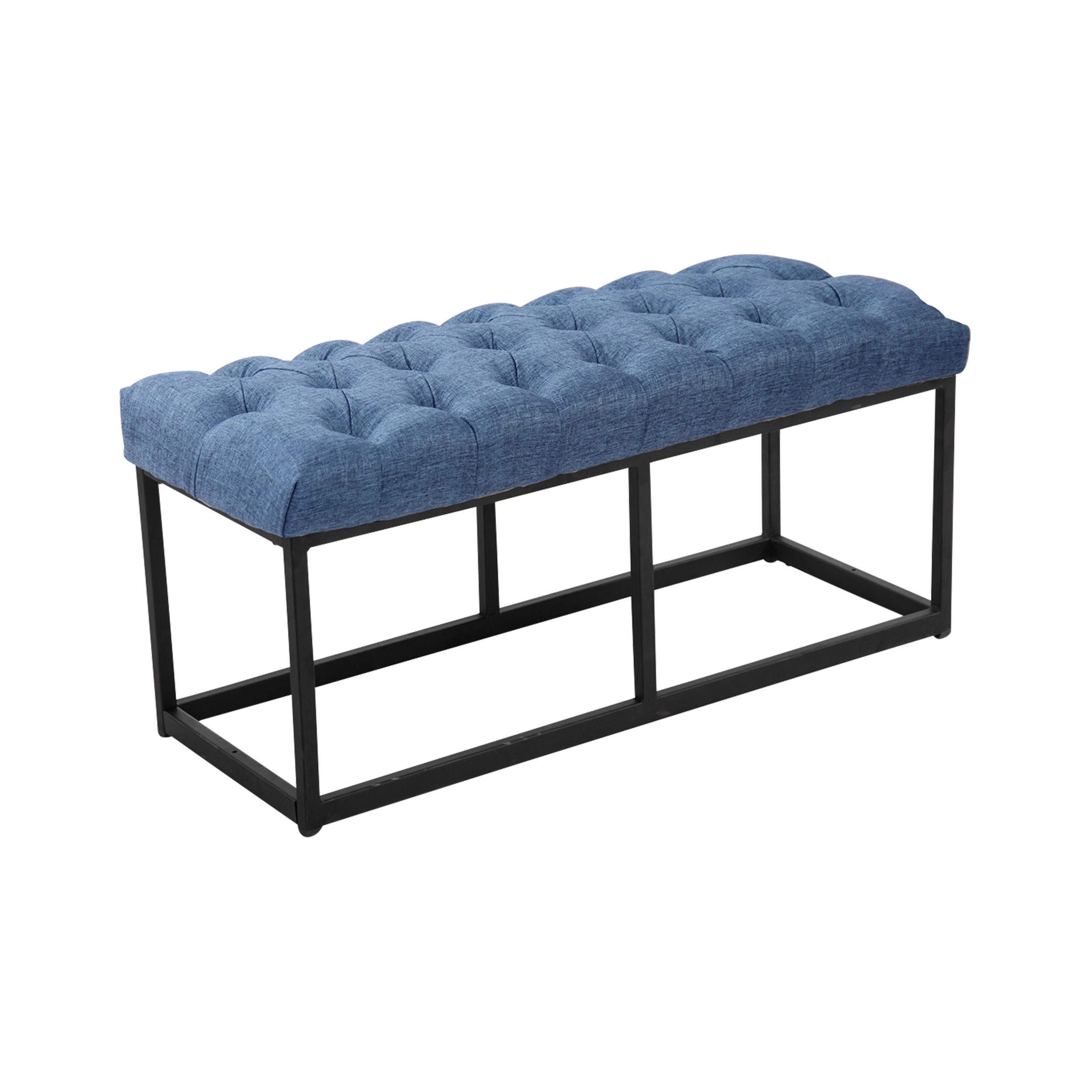 Banquette avec pieds en Métal assise en tissu Bleu