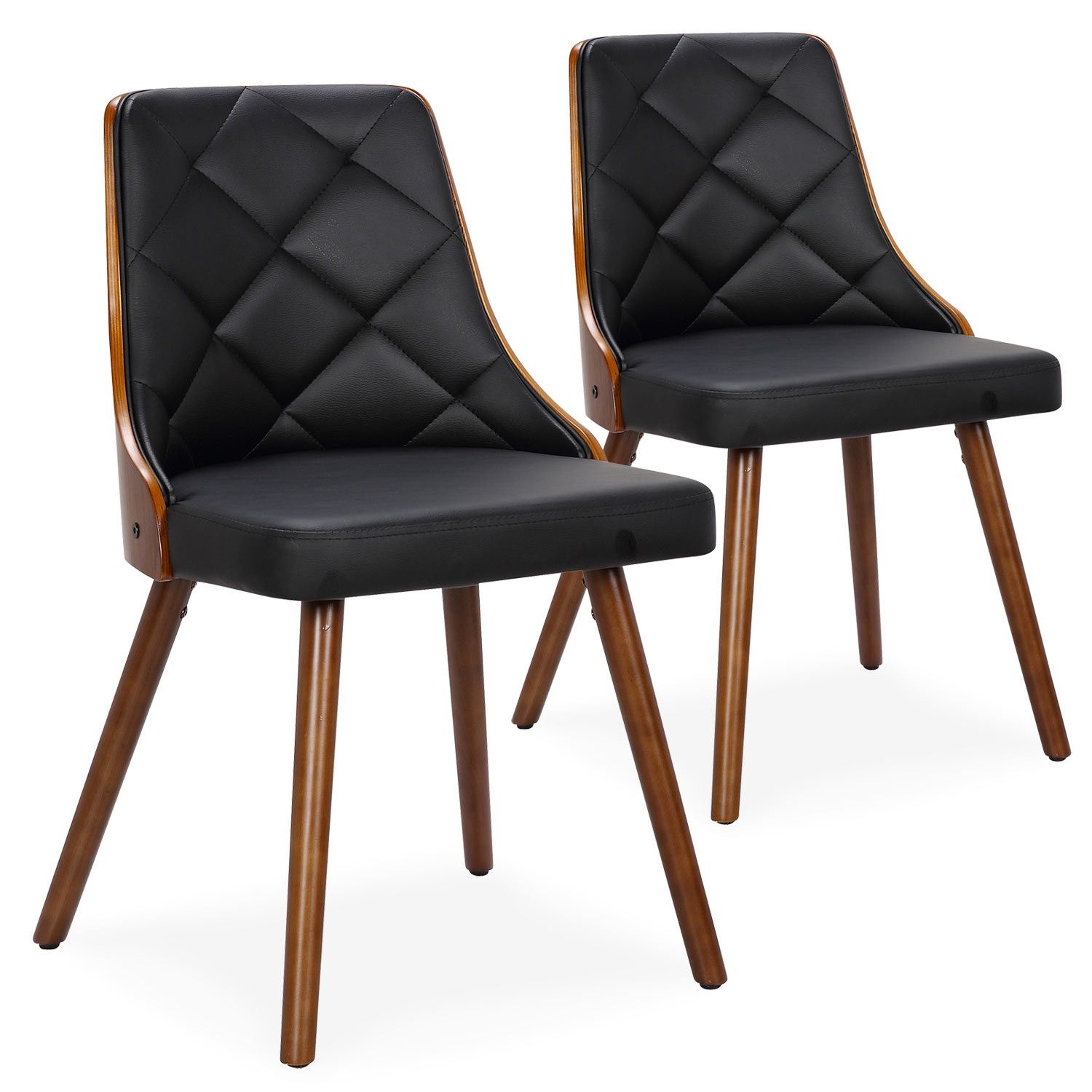Lot de 2 chaises scandinaves bois noisette et noir