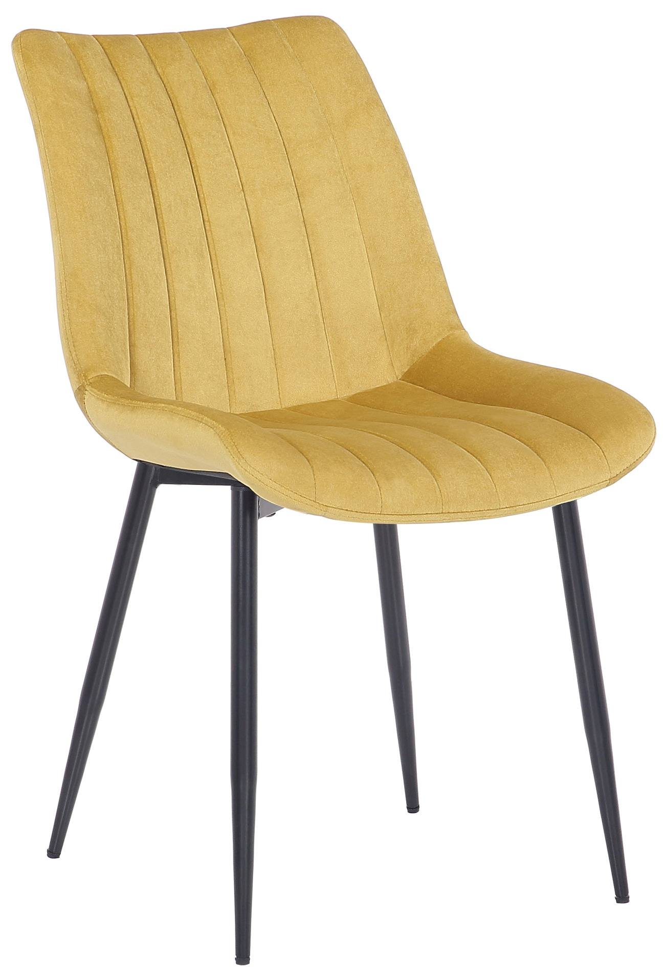 chaise salle à manger avec structure Métal et assise en velours Jaune