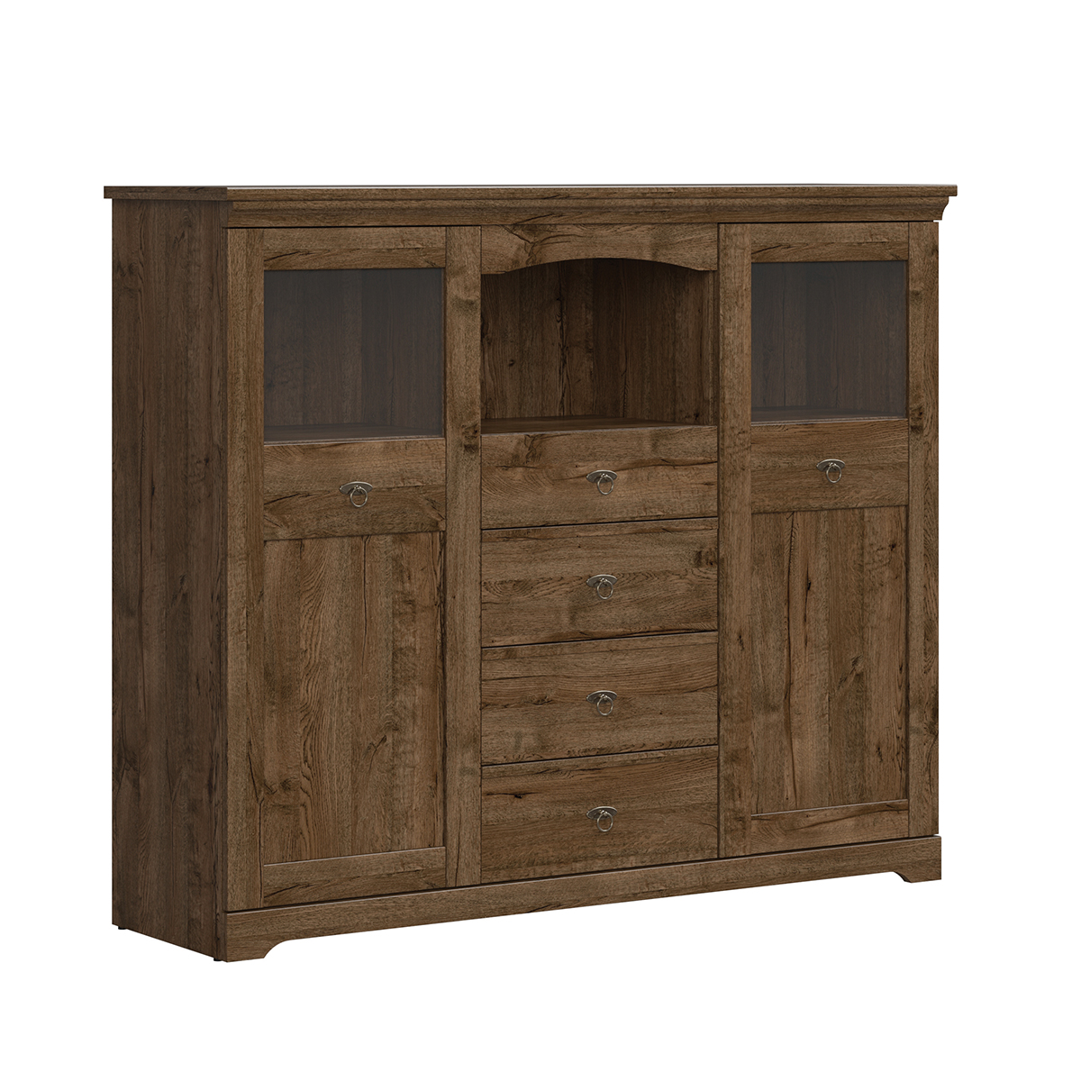 Buffet vitré 2 portes 4 tiroirs stratifiés beige