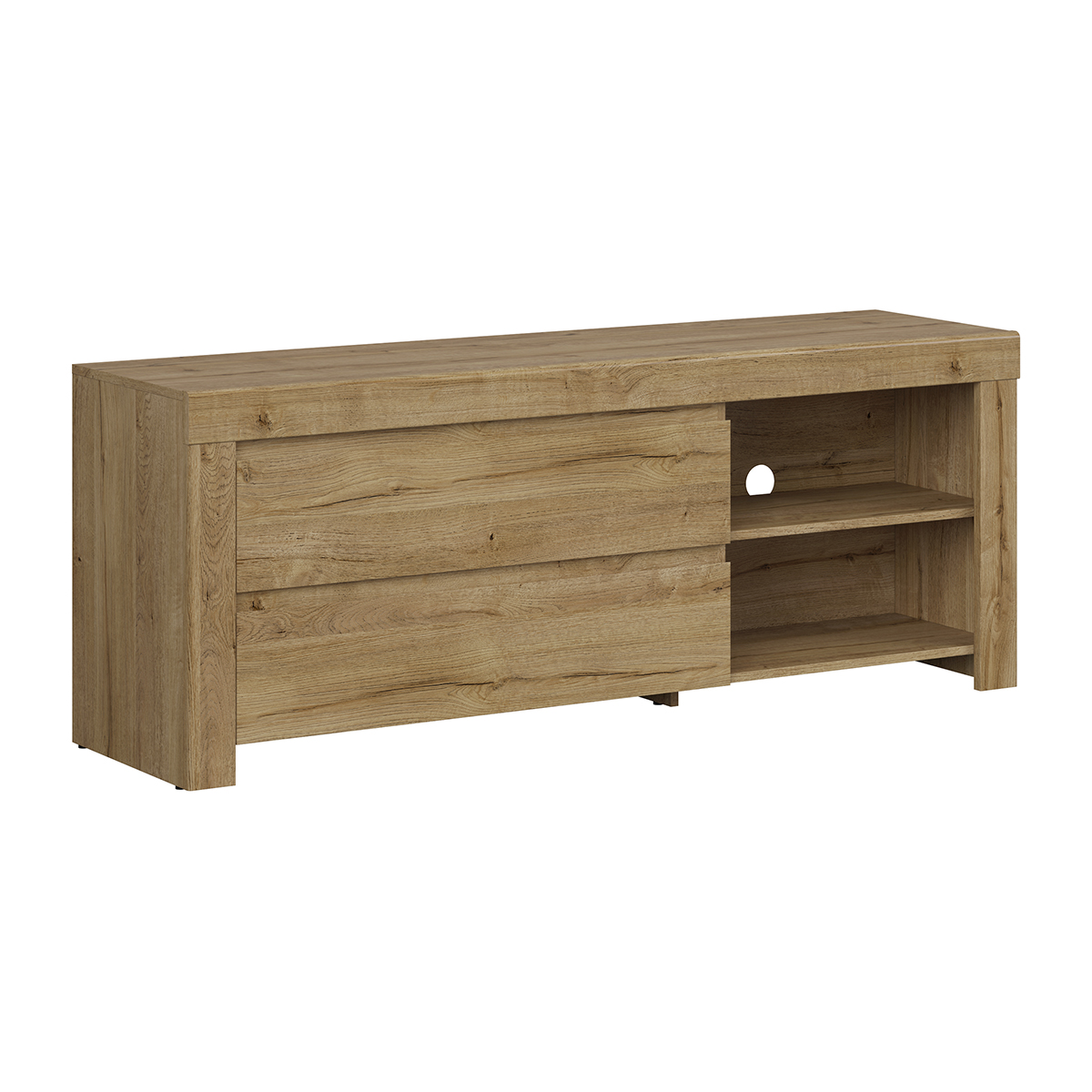 Meuble TV 2 tiroirs 156 cm stratifiés beige