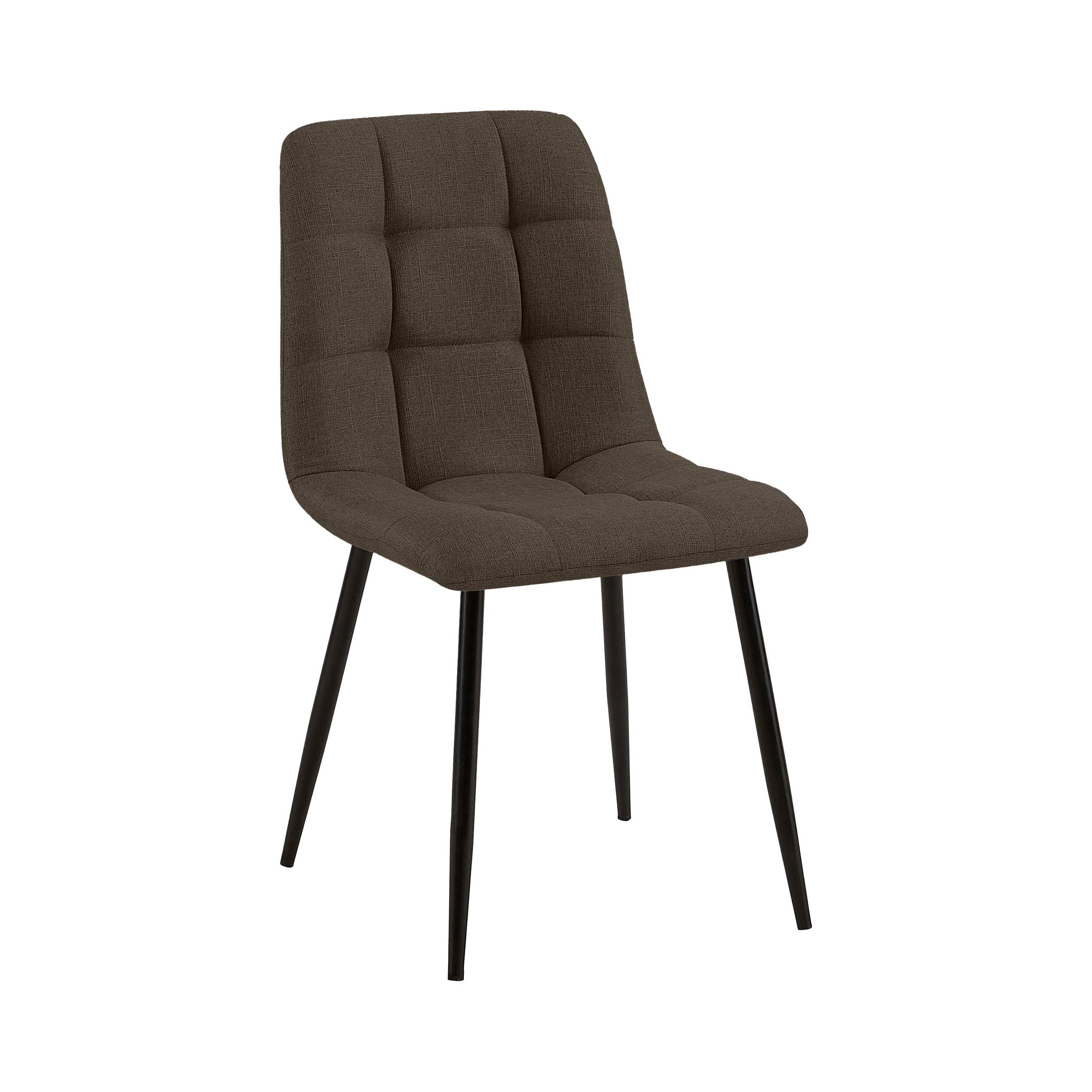 chaise salle à manger avec structure Métal et assise en tissu Marron