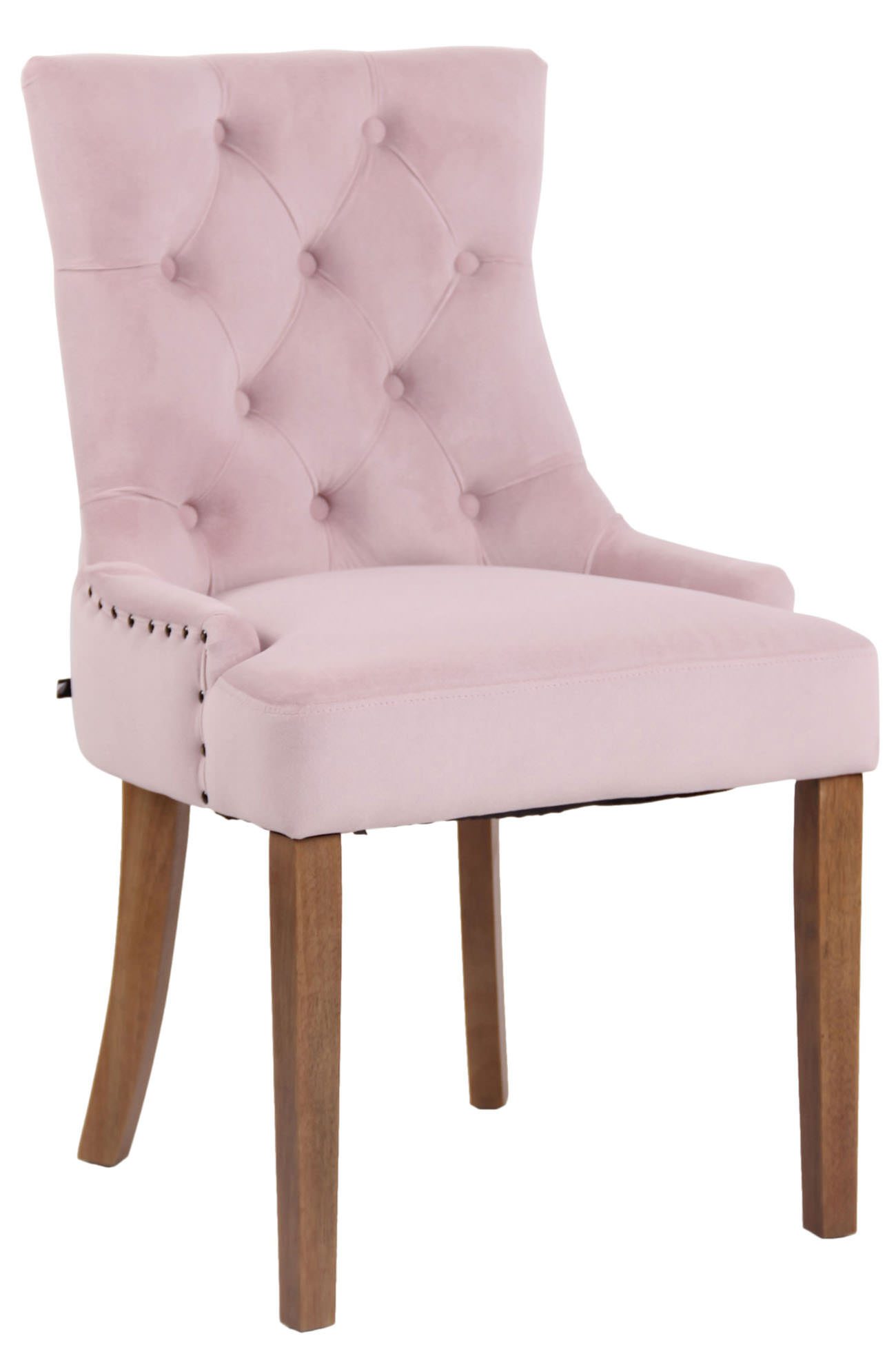 chaise de salle à manger matelassée en velours rose