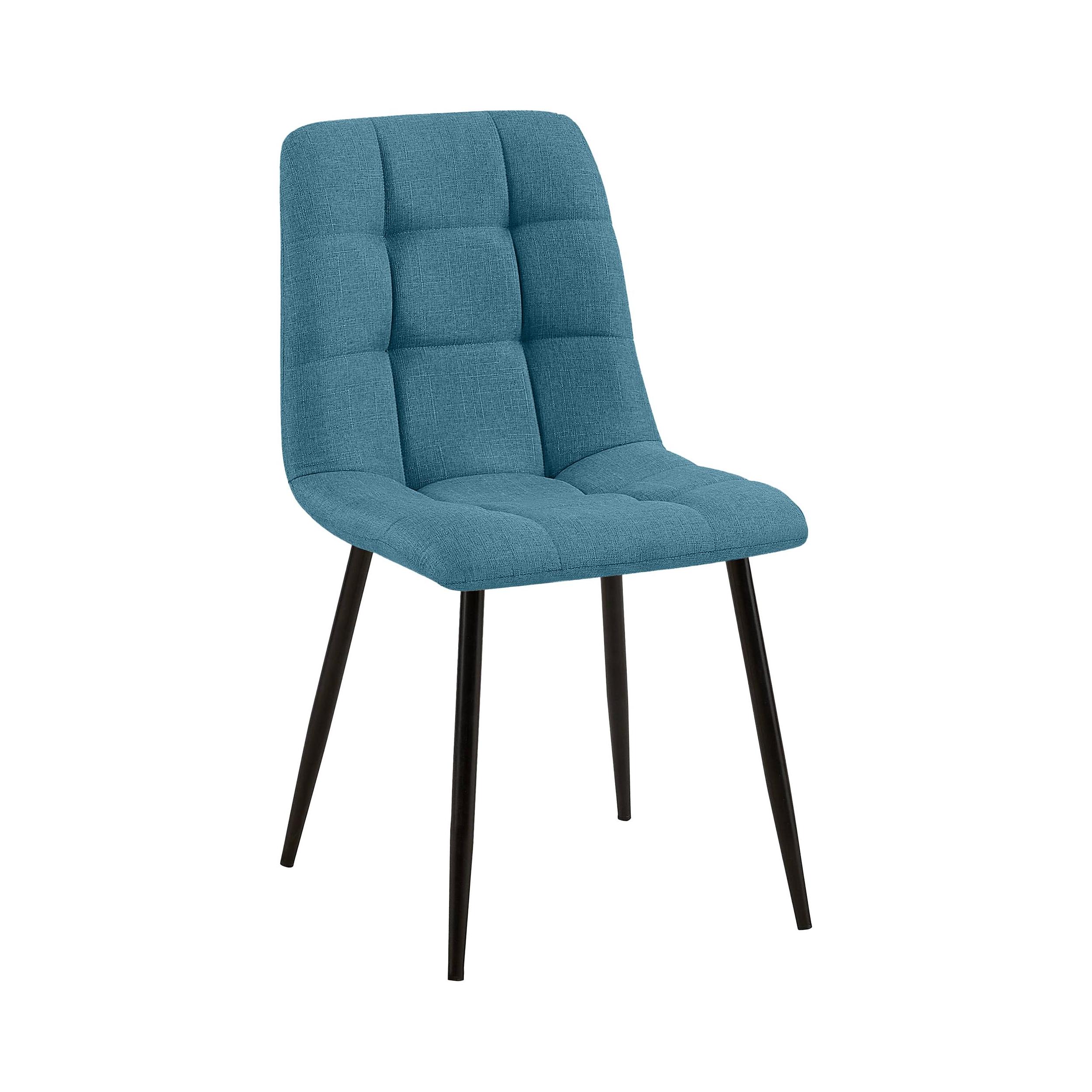 chaise salle à manger avec structure Métal et assise en tissu Bleu