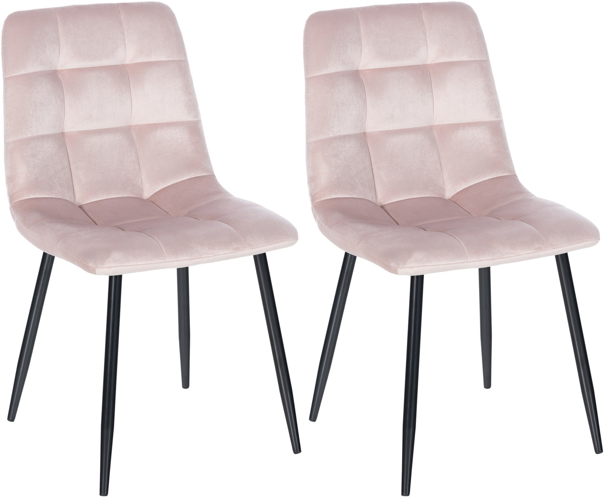 lot 2 chaises avec pieds en métal assise en velours rose