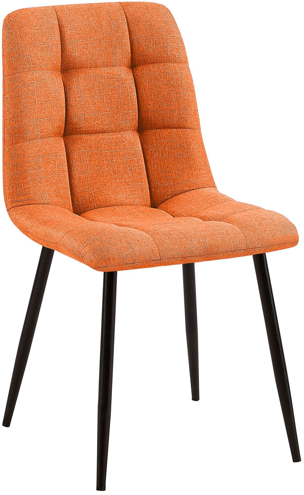 chaise salle à manger avec pieds en métal et assise en tissu orange
