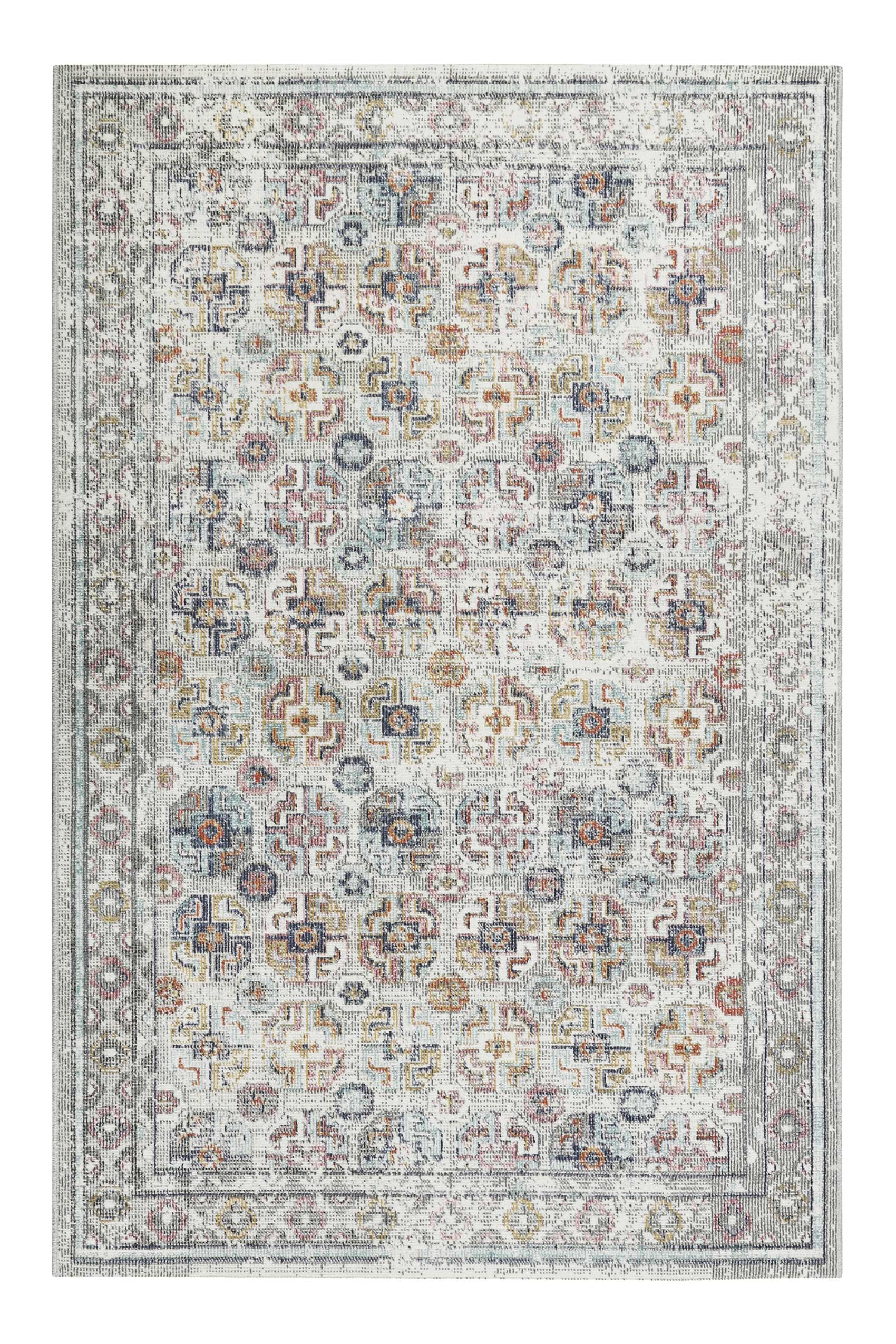 Tapis intérieur/extérieur ras motif vintage multicolore 200x290