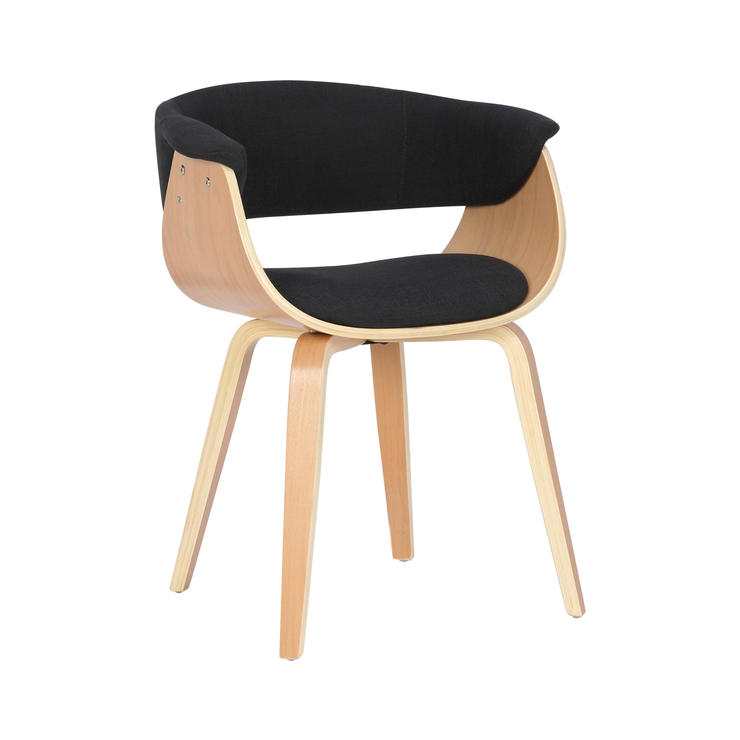 Chaise avec pieds en bois assise en tissu Noir