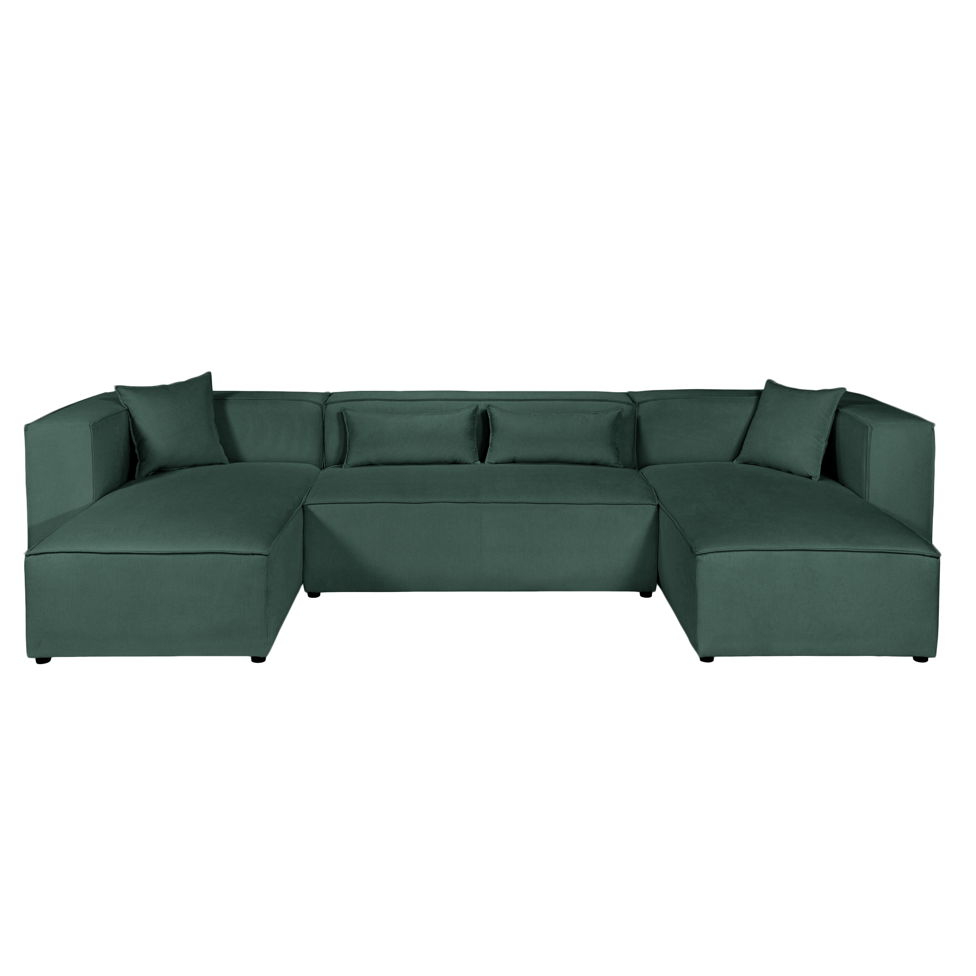 Canapé d'angle 7 places Velours Moderne Confort Vert Promotion