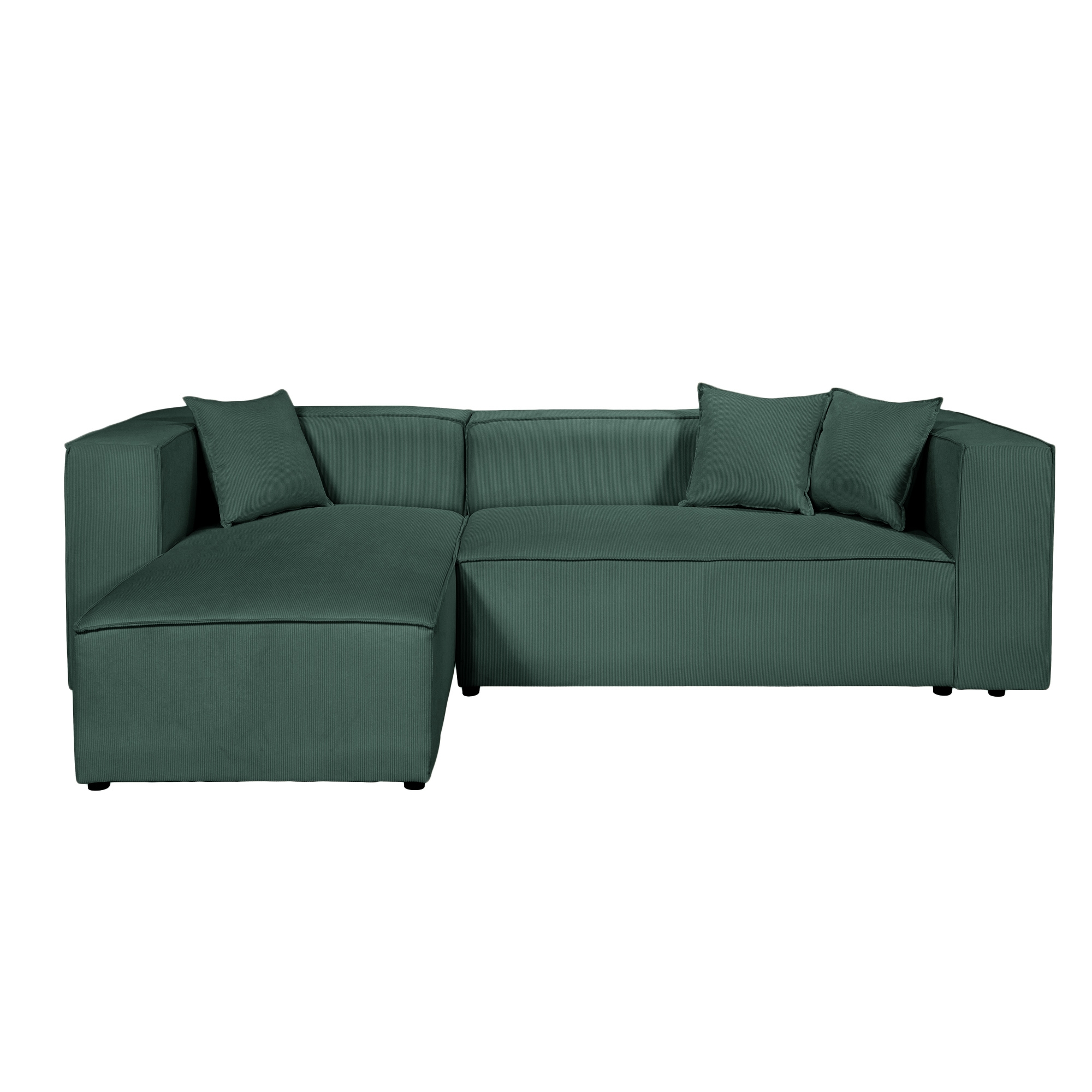 Canapé d'angle 4 places Velours Moderne Confort Vert Promotion
