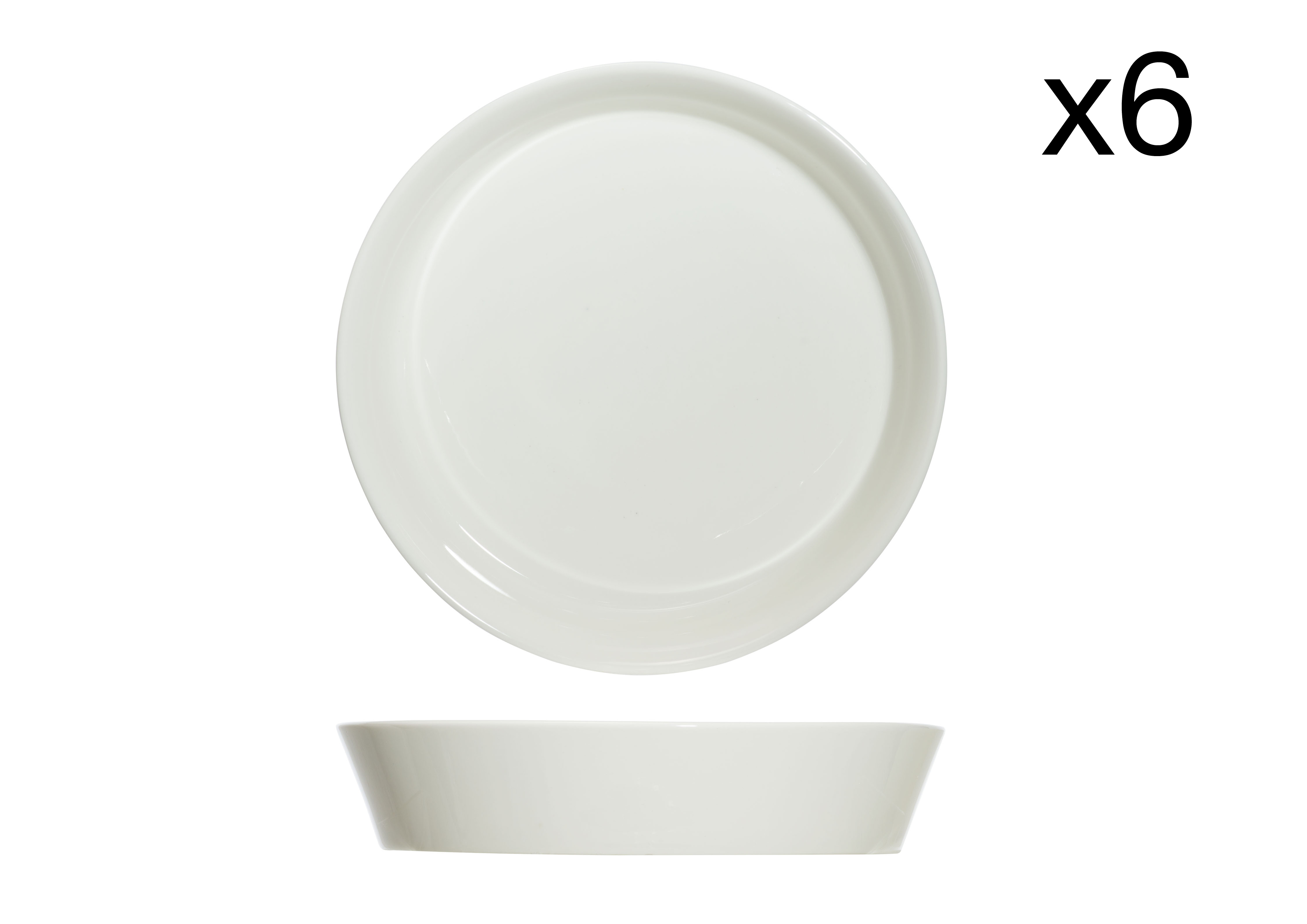 lot de 6 assiettes creuses en porcelaine, blanc, d21 cm