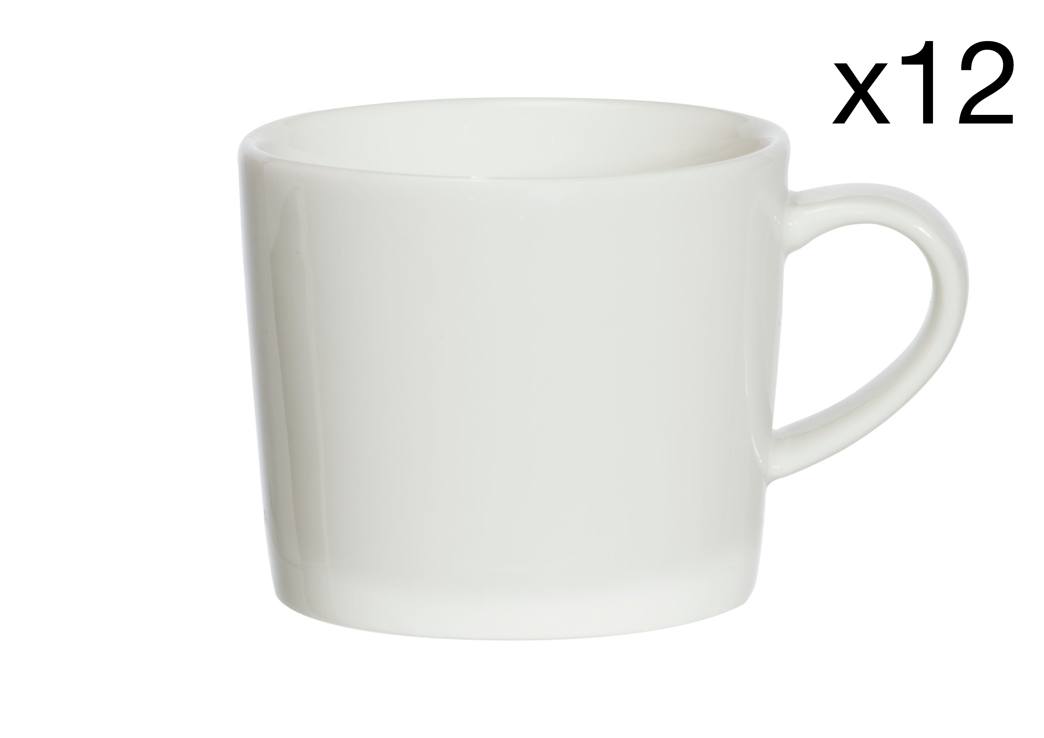lot de 12 tasses en porcelaine, blanc, d6,3 cm