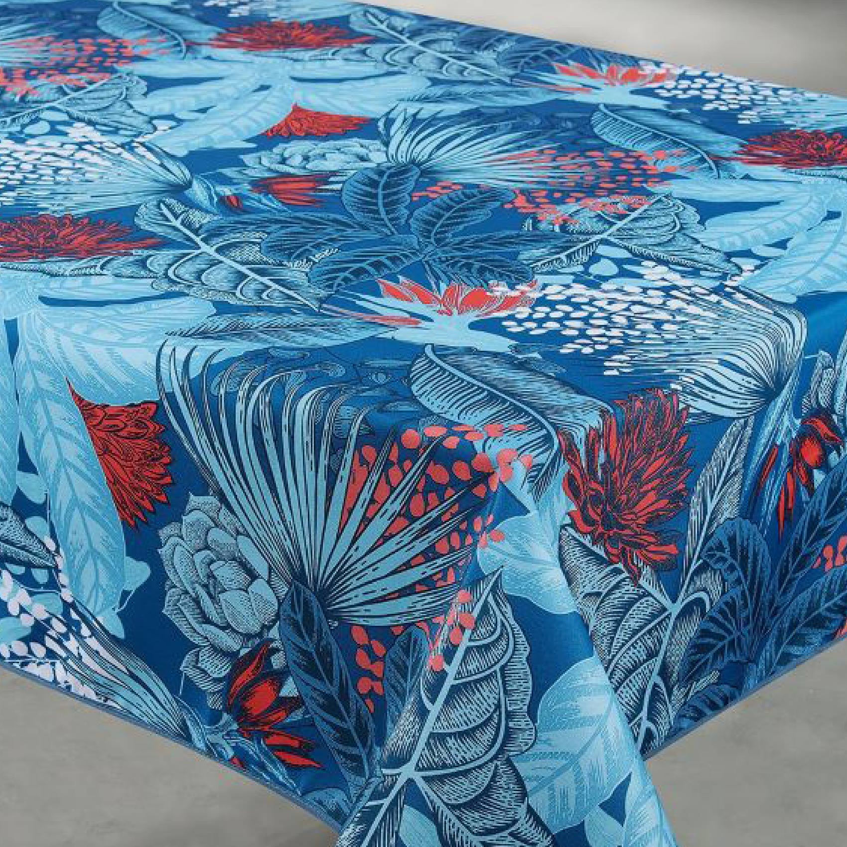 nappe rectangle outdoor au style exotique polyester bleu 240 x 145