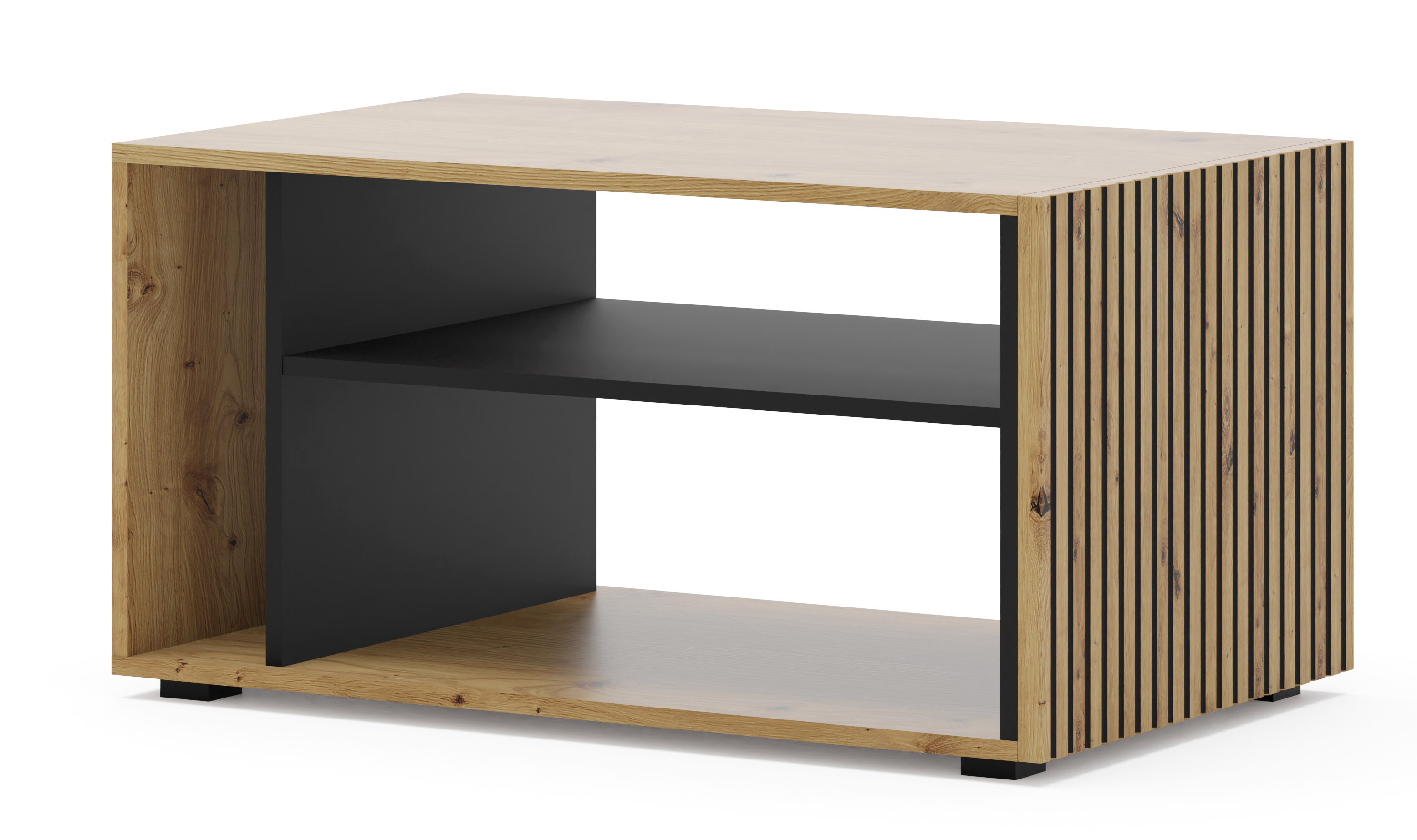 Table basse 88 cm stratifiés beige et noir