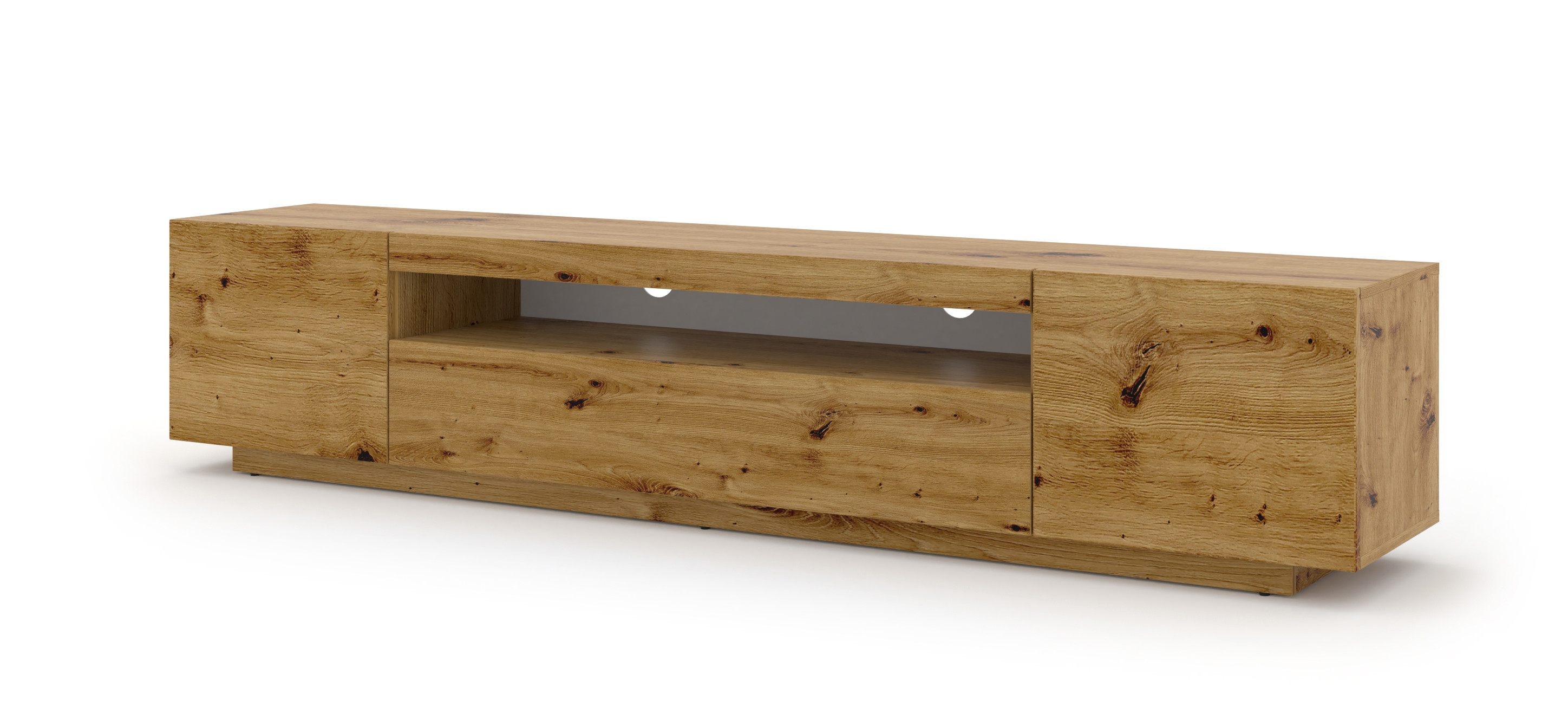 Meuble TV mural 3 portes 200 cm stratifiés beige