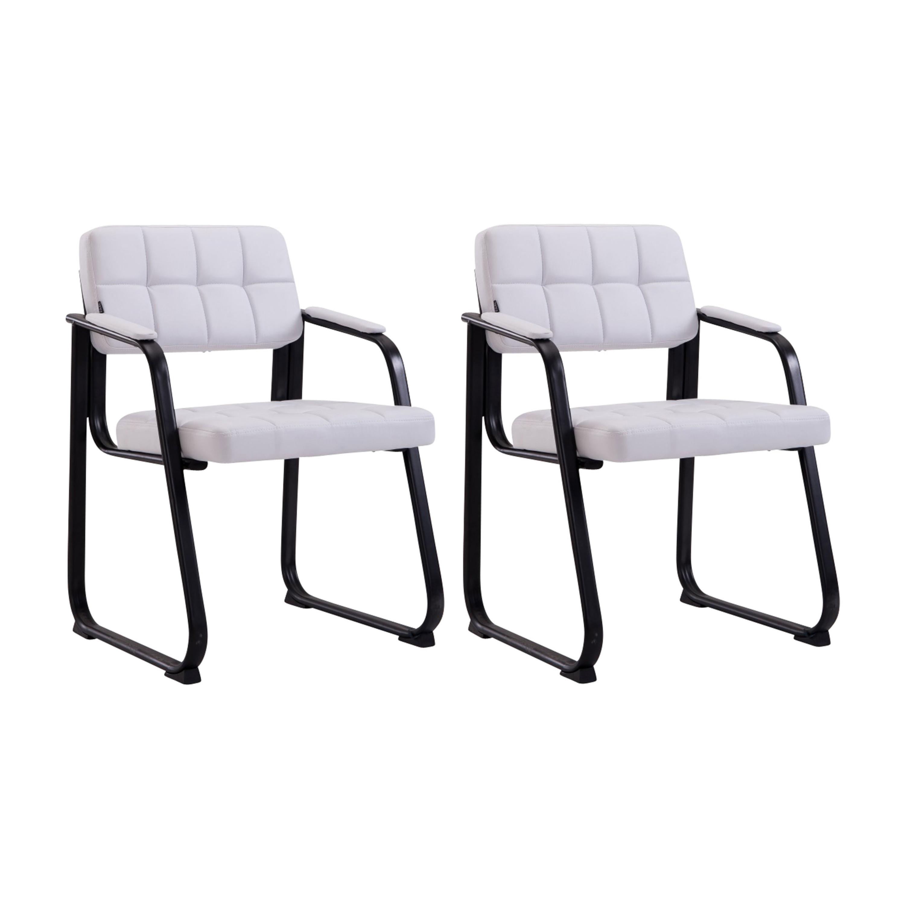 Lot de 2  chaise salle à manger en pvc et synthetique Blanc