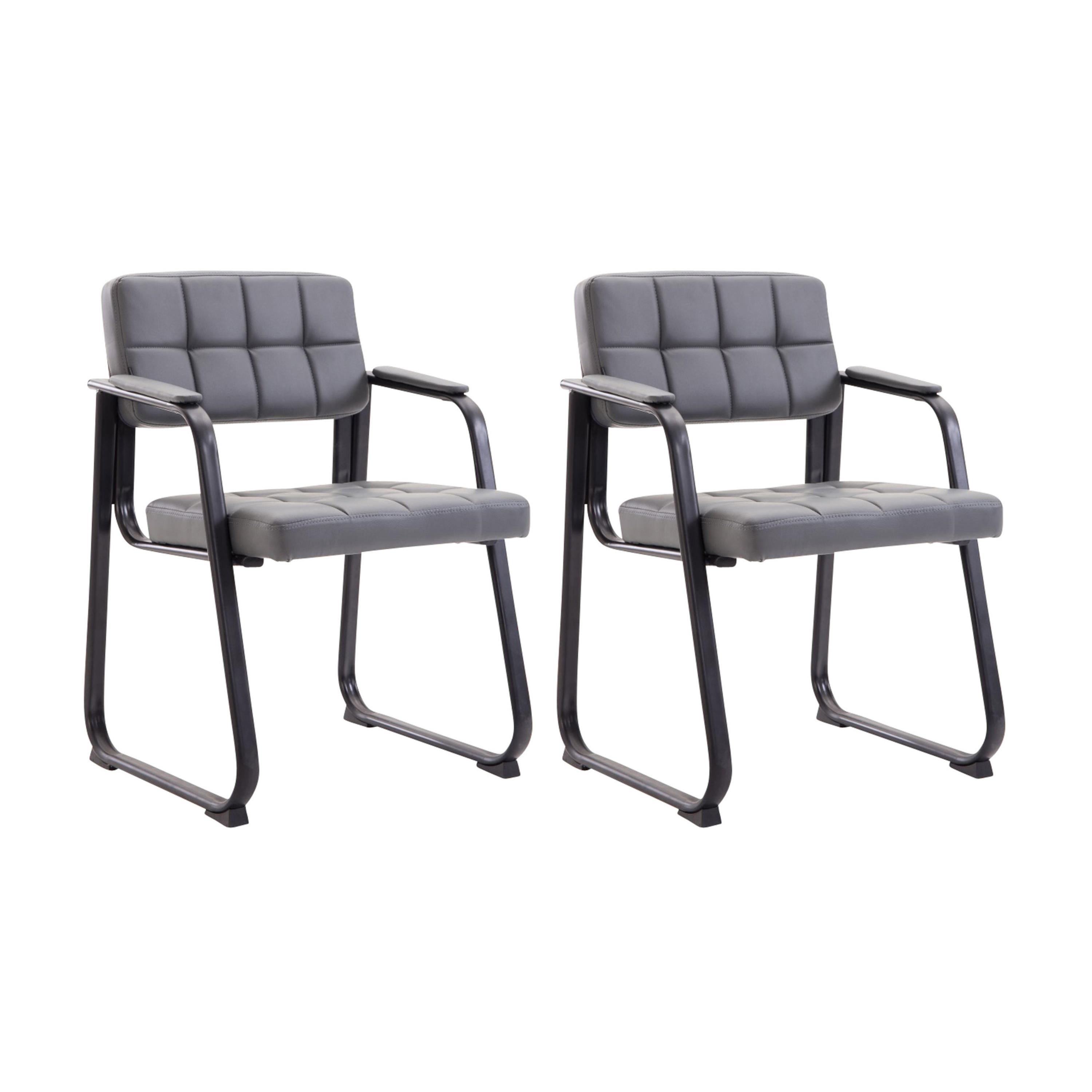 Lot de 2  chaise salle à manger en pvc et synthetique Gris