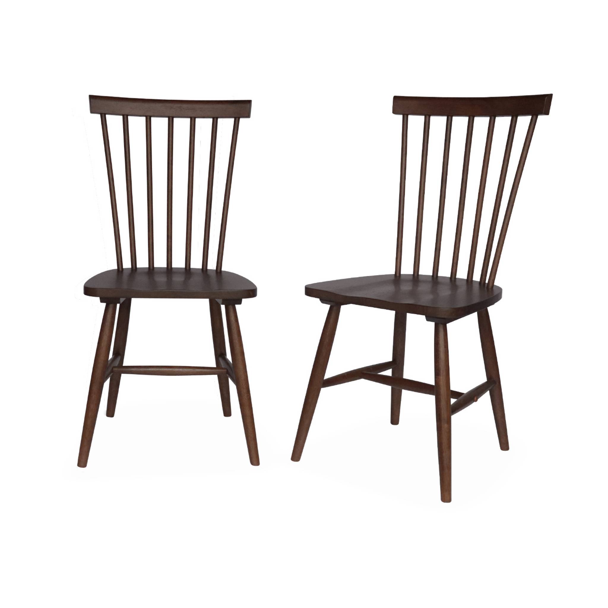 Lot de 2 chaises noyer à barreaux en bois d’hévéa