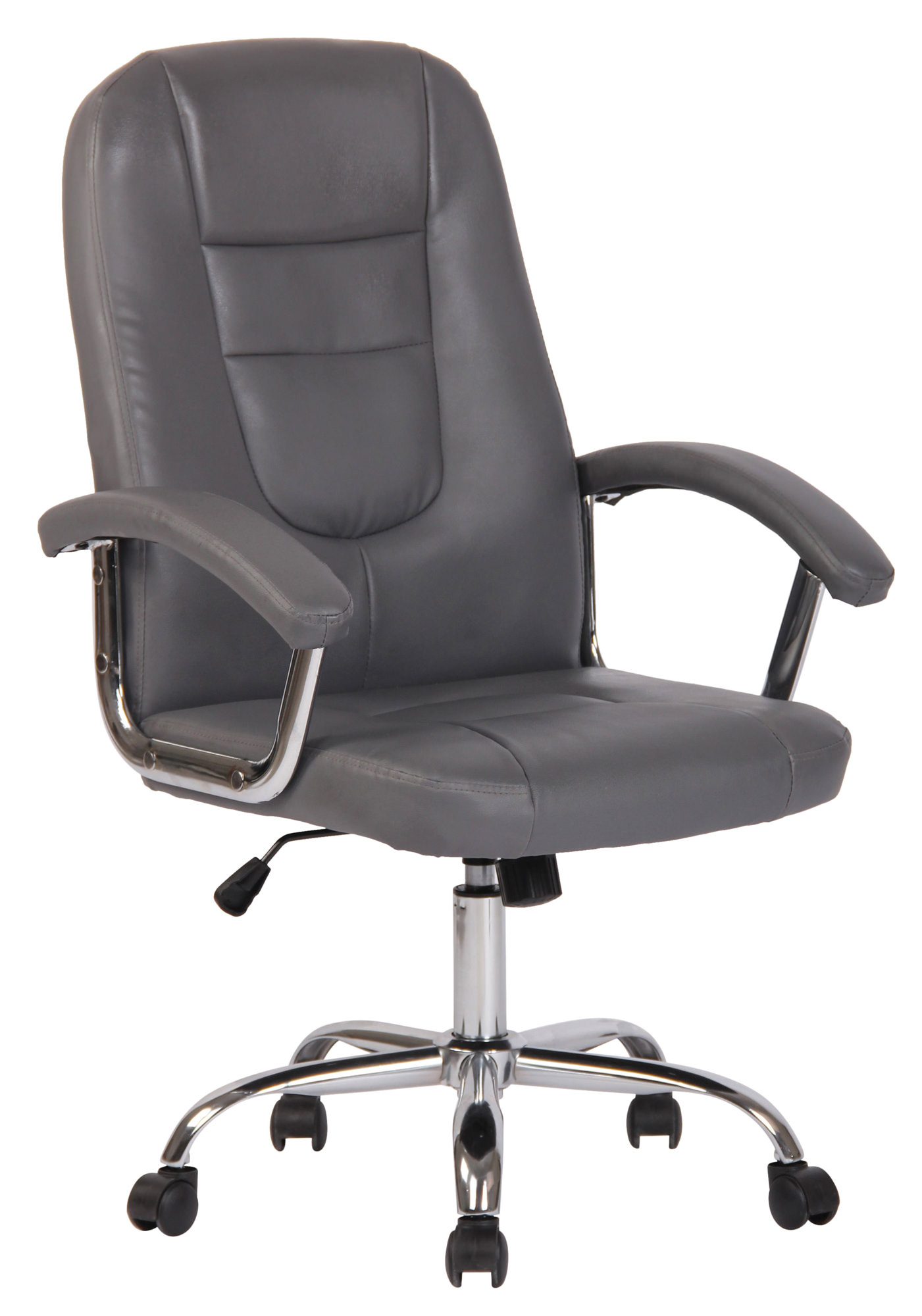 chaise de bureau réglable pivotant en similicuir gris
