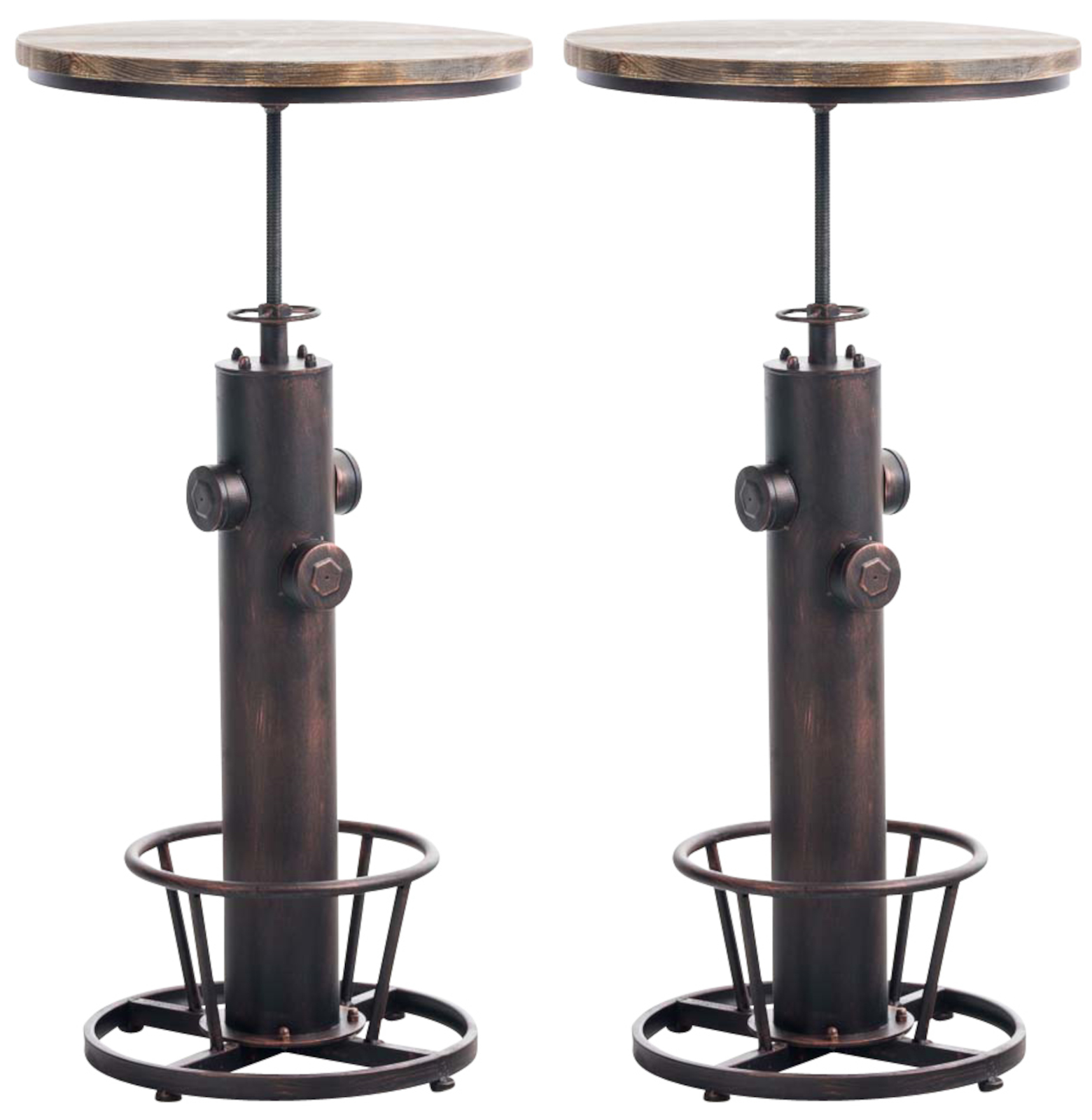 Lot 2 Tables hautes réglable en métal Bronze
