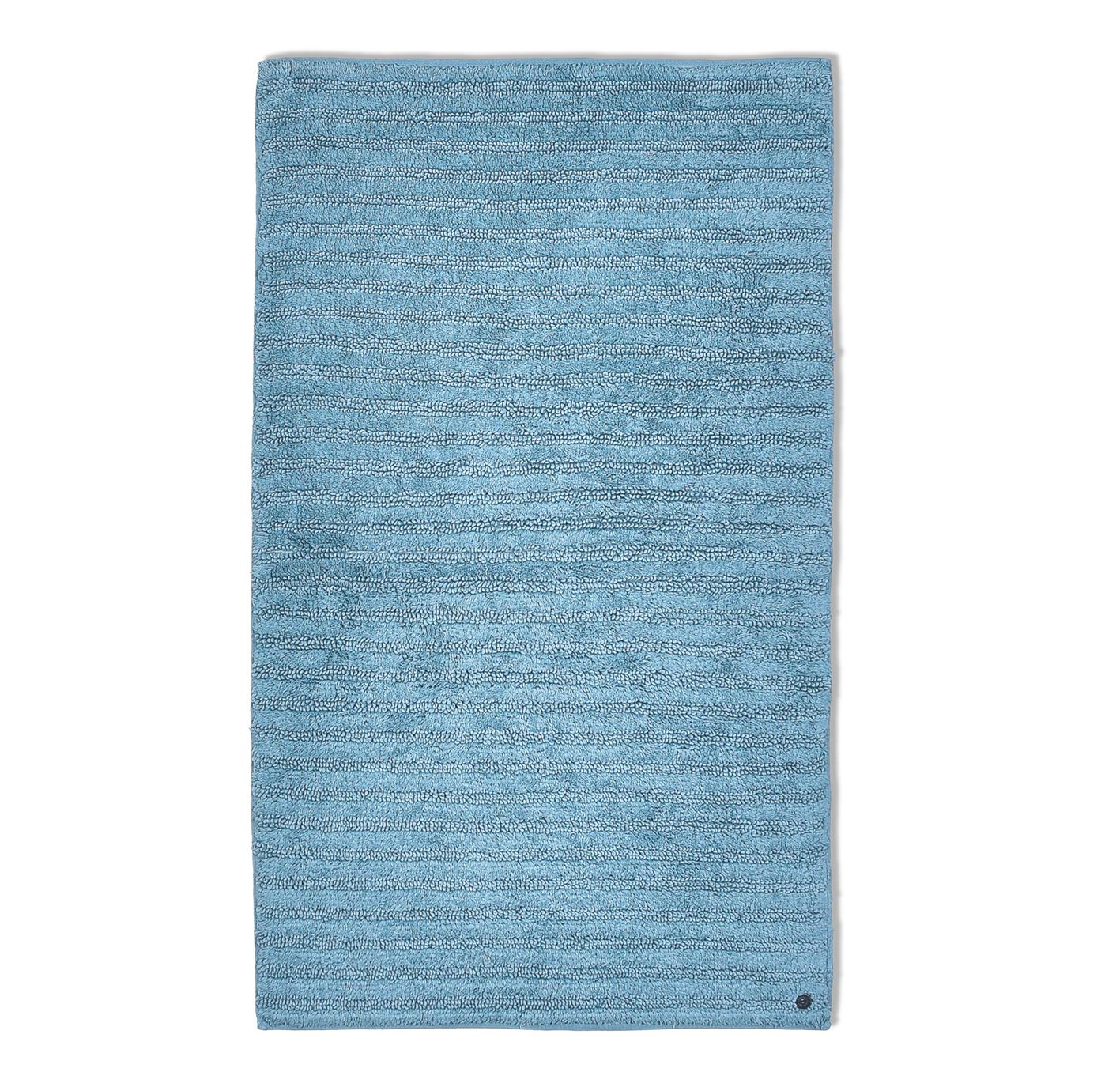 tapis de bain structure fait à la main bleu 60x100