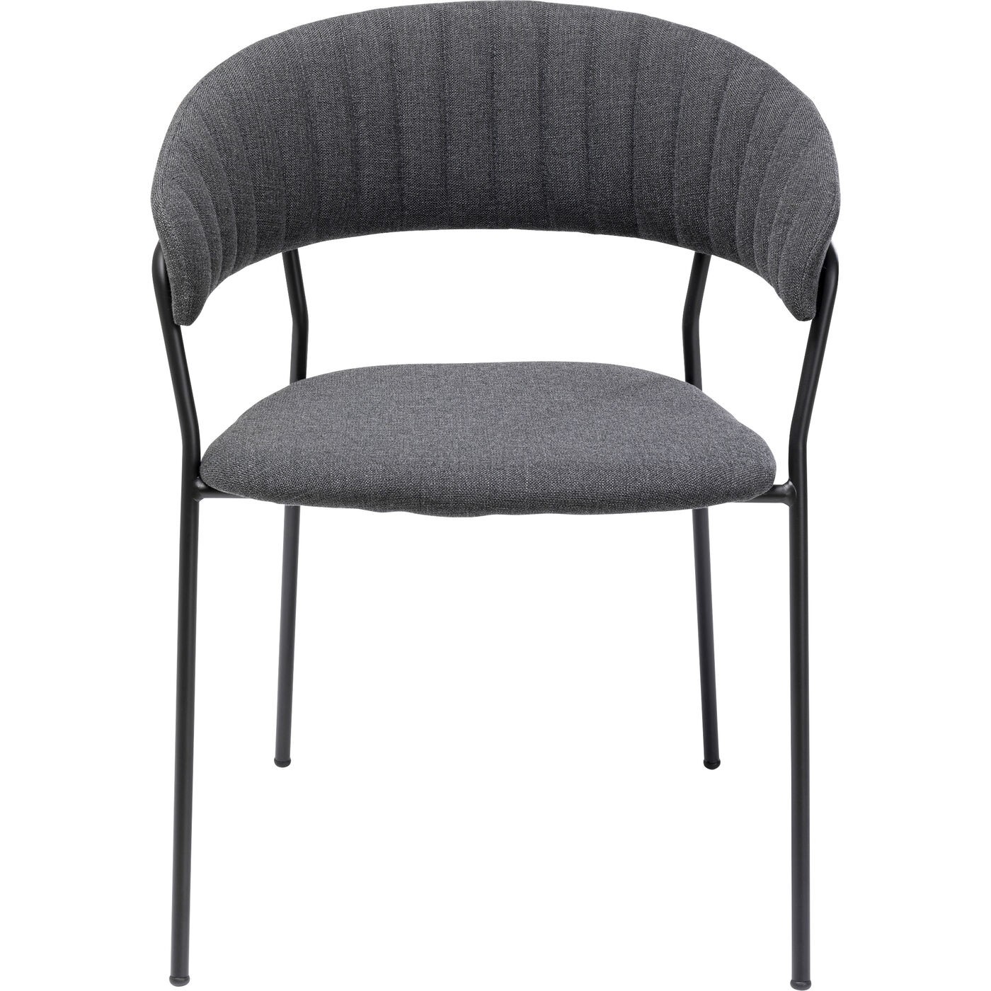 chaise avec accoudoirs en polyester gris anthracite et acier noir