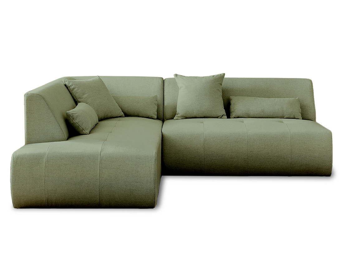 Canapé d'angle 5 places Tissu Design Confort Vert