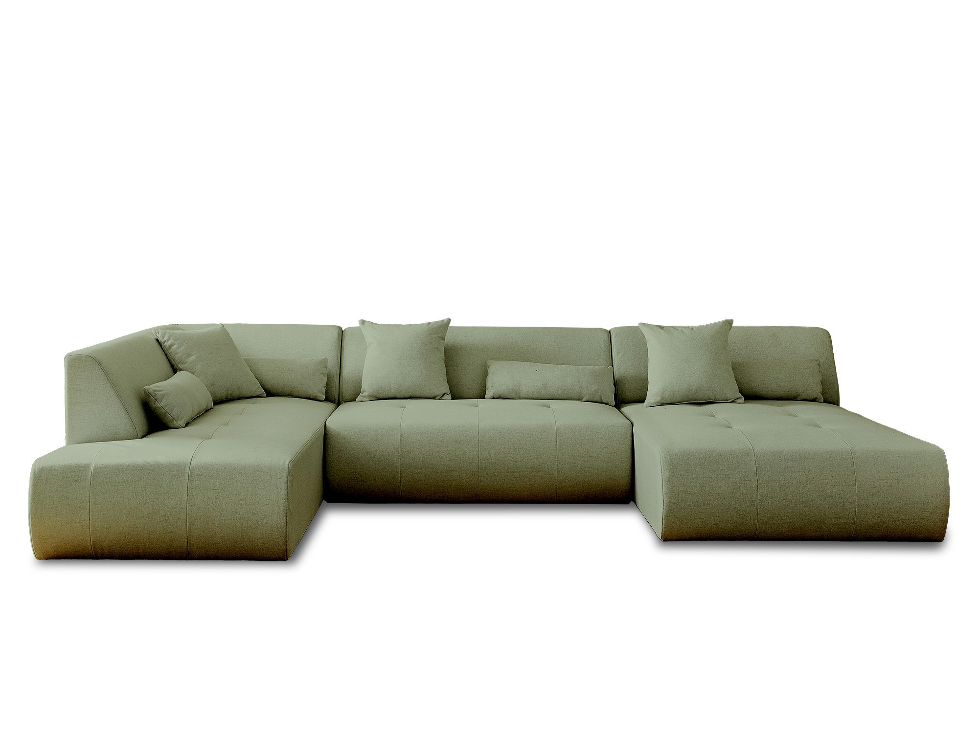 Canapé d'angle 7 places Tissu Design Confort Vert