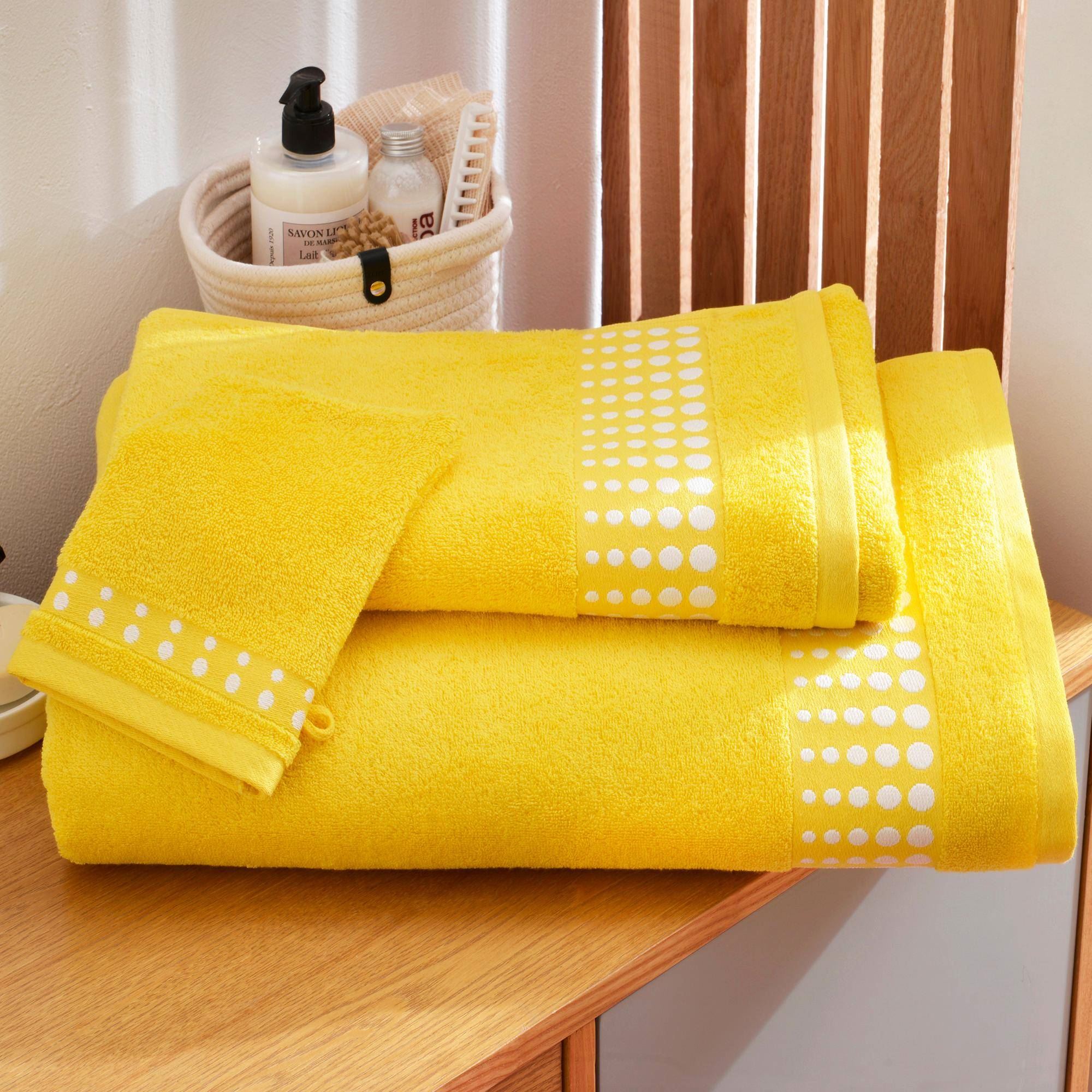 drap de bain 100x150 jaune en coton 450 g/m²