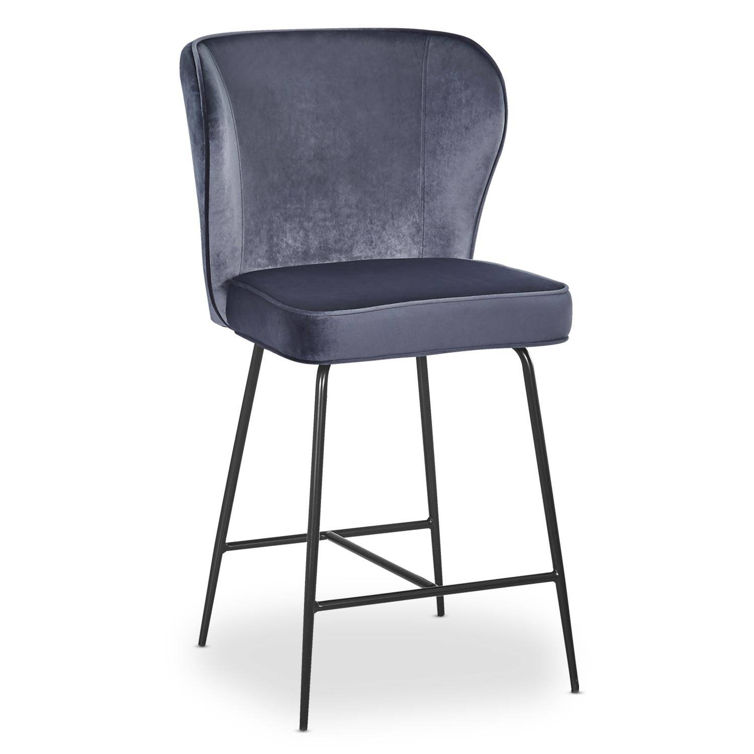 chaise de bar velours gris