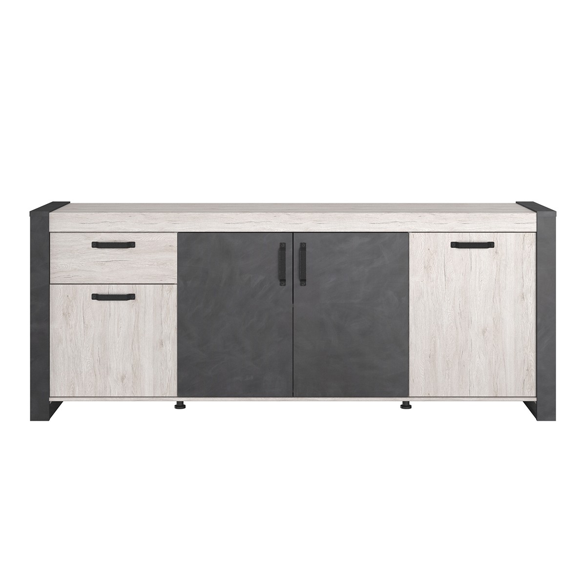 Buffet 4 portes 1 tiroir effet bois – L218 x H87 cm