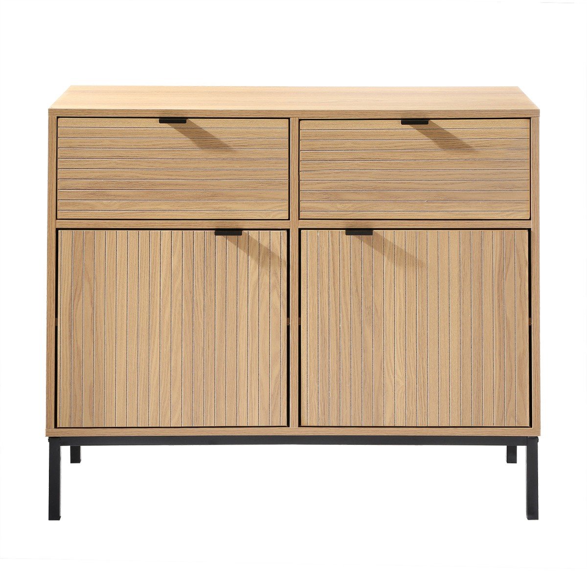 Petit Buffet 2 Portes 2 Tiroirs Effet Bois L90 x H79 cm