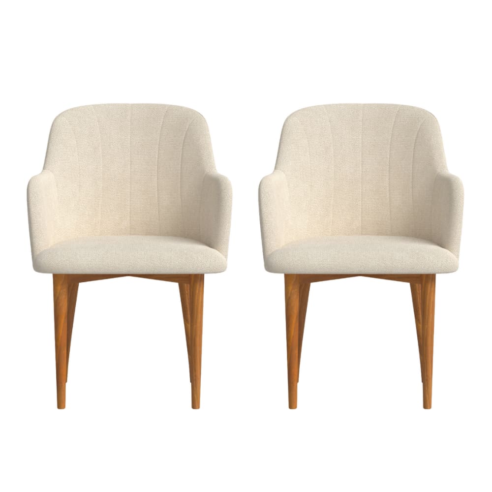 2 Chaises avec tissu recyclé fabriqué à la main couleur beige