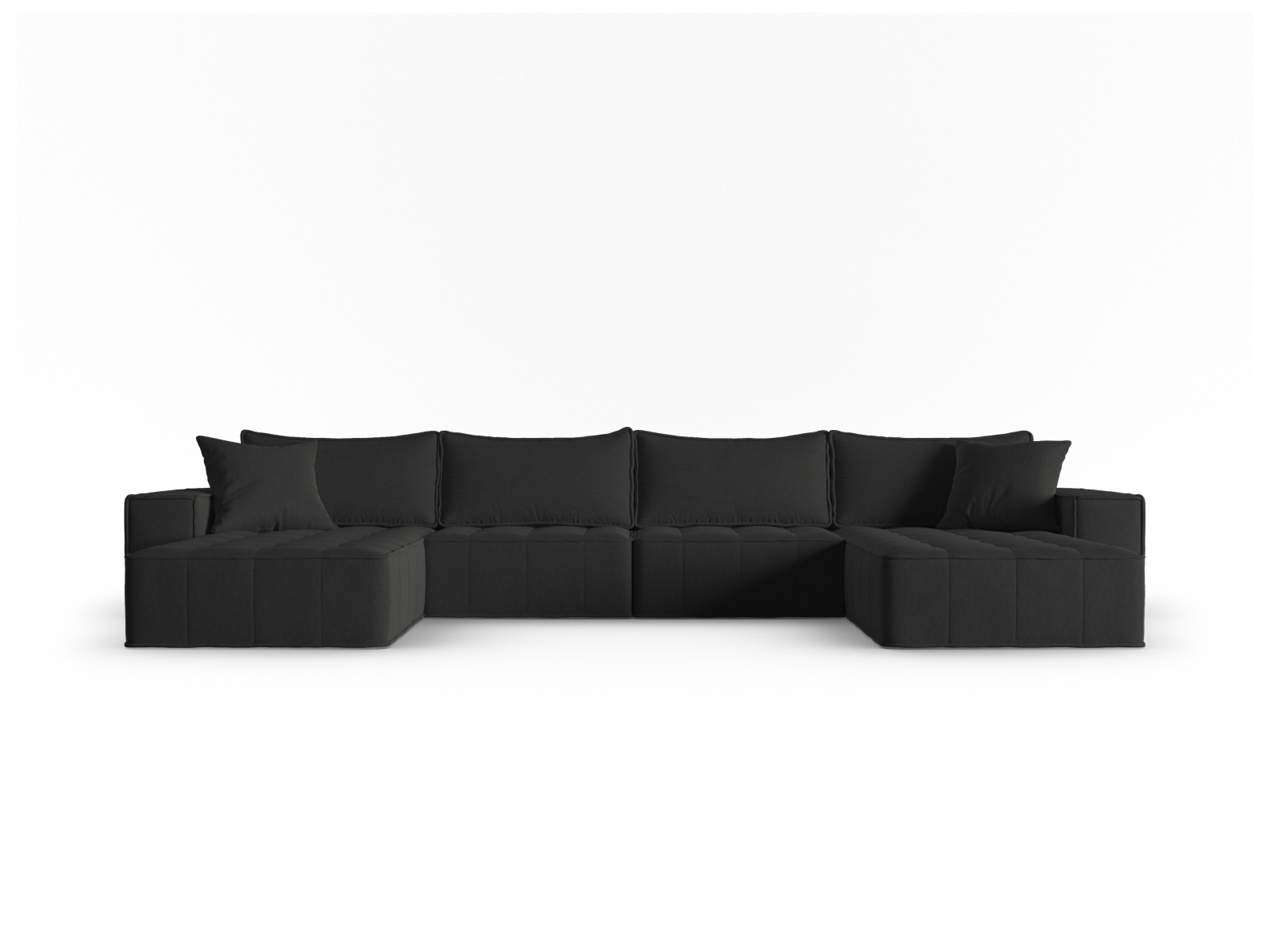Canapé d'angle 6 places Noir Tissu Panoramique Promotion