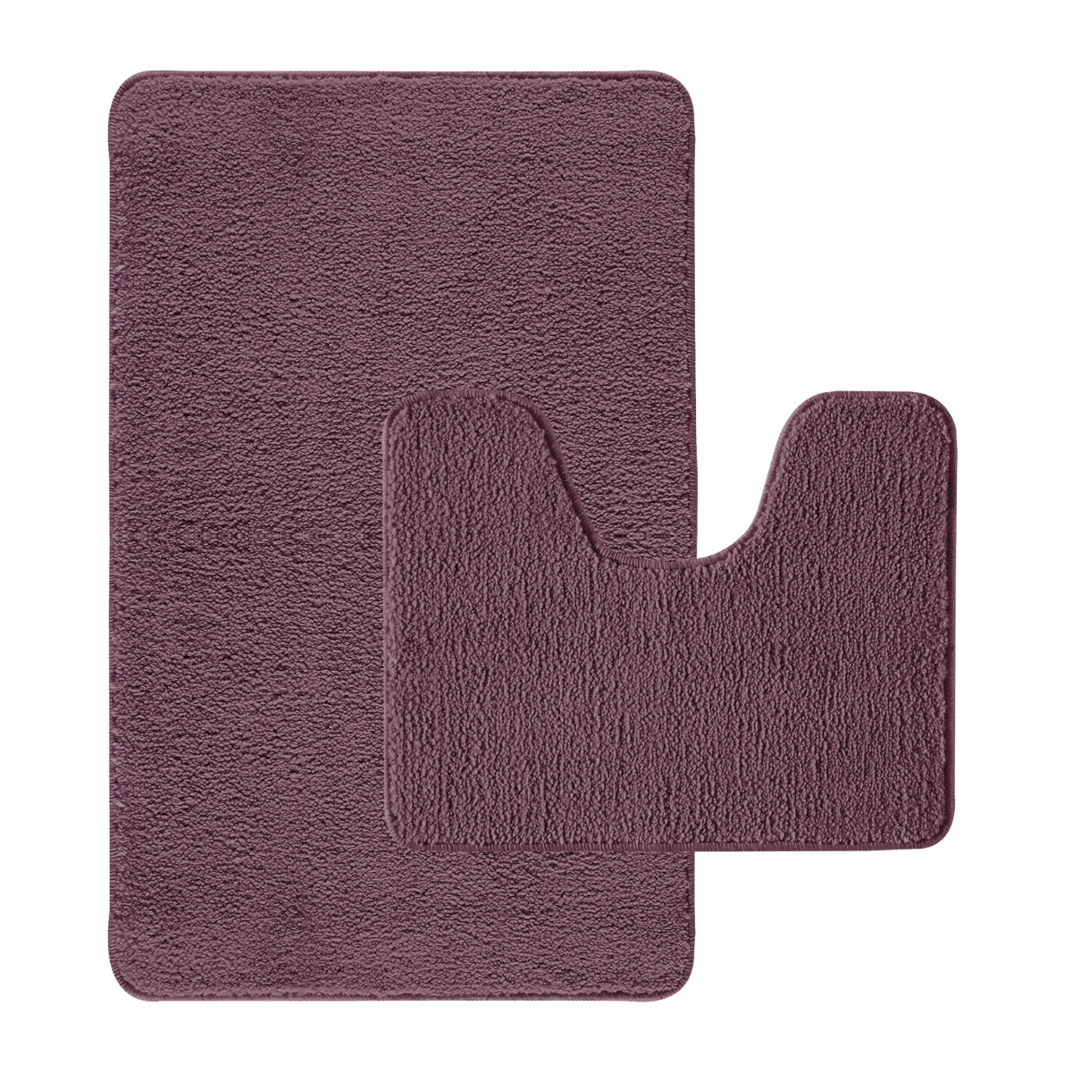 lot de 2 tapis de bain polyester  50x80cm +  contour violet