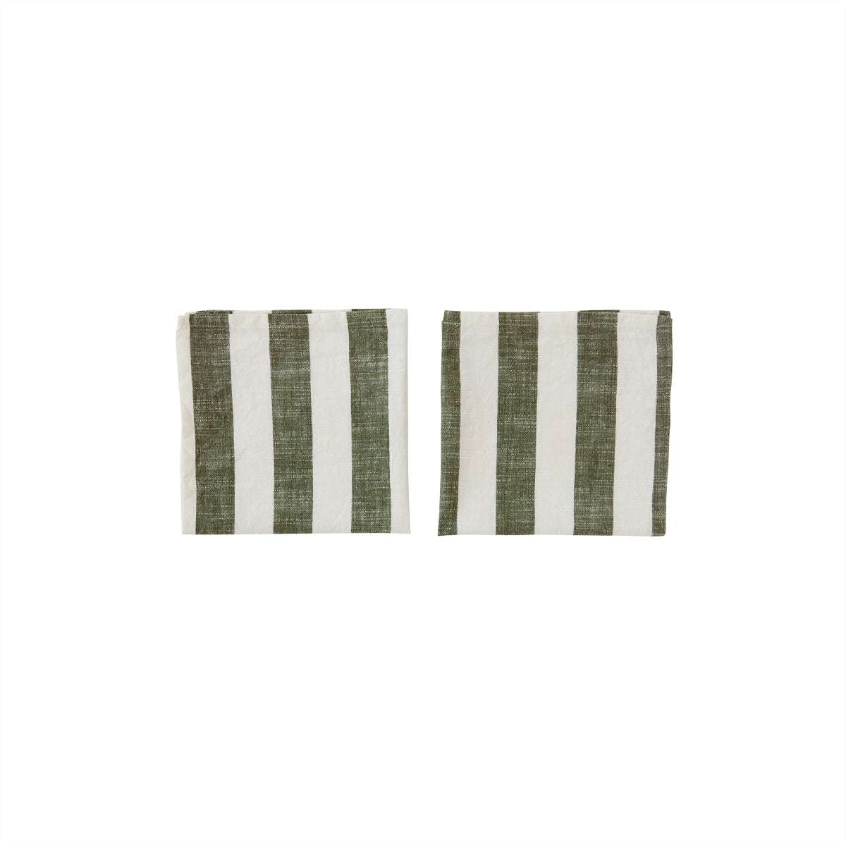 lot de 2 serviettes de table rayée vert en coton organique h45x45cm
