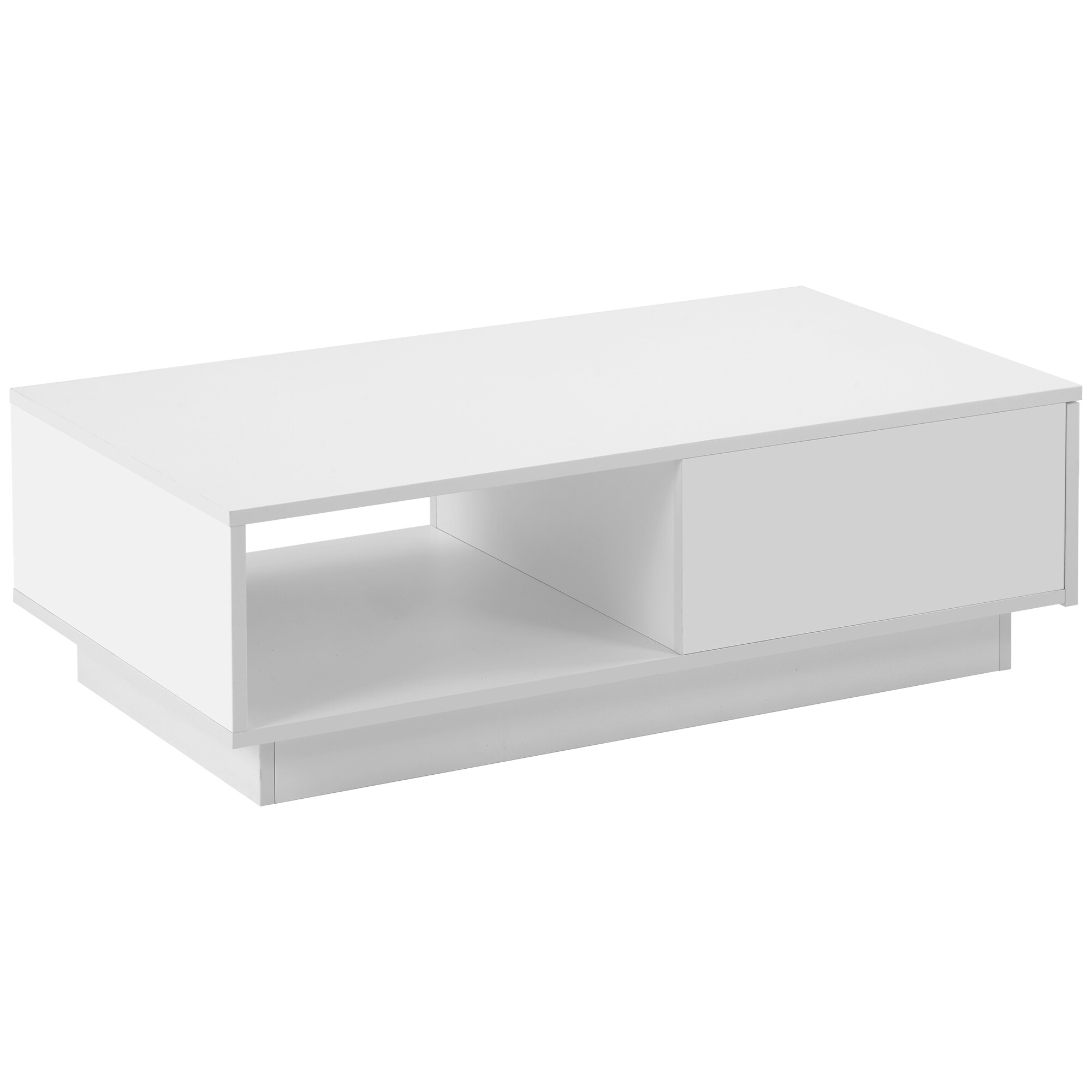 Table basse haute brillance rectangulaire blanche avec lumière LED