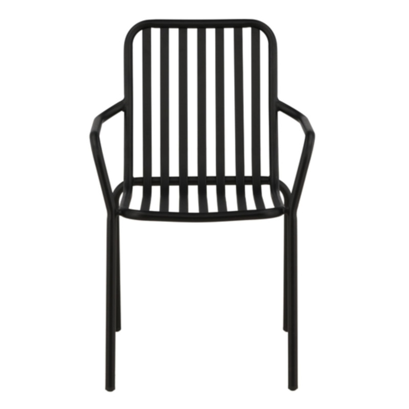 Lot de 2 chaises de jardin moderne en métal noir