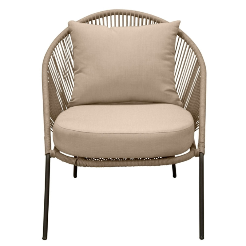 Lot de 2 fauteuil extérieur en corde avec coussin beige