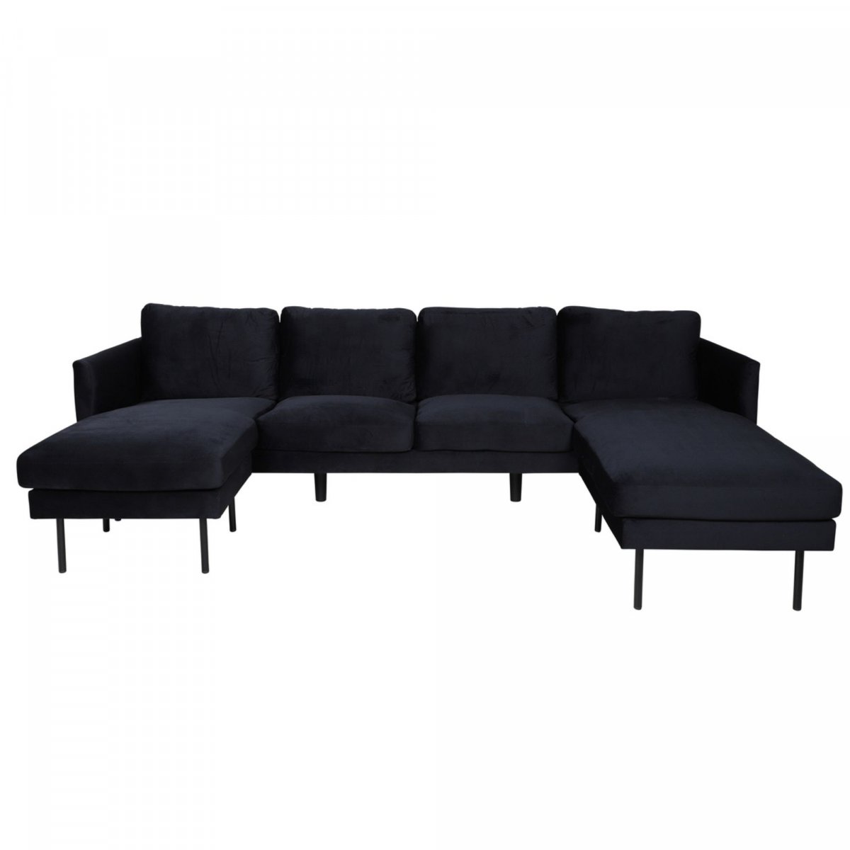 Canapé droit 3 places Noir Tissu Luxe Moderne Confort