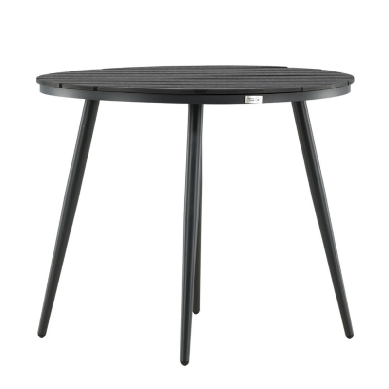 Table de jardin ronde 90cm effet bois noir