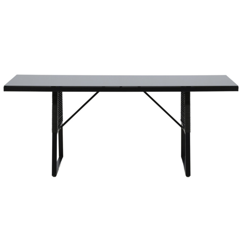 Table de jardin design plateau verre fumé 193x90cm