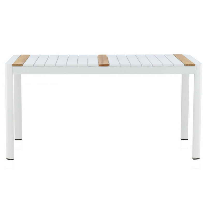 Table de jardin 150x90cm en aluminium et teck blanc