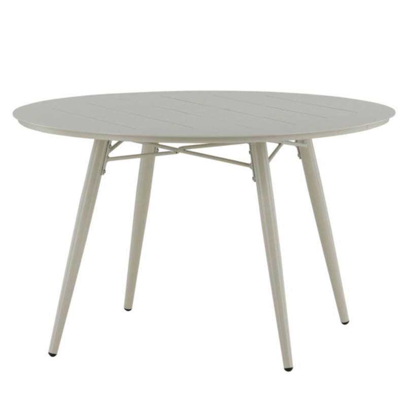 Table de jardin ronde 120cm en aluminium beige