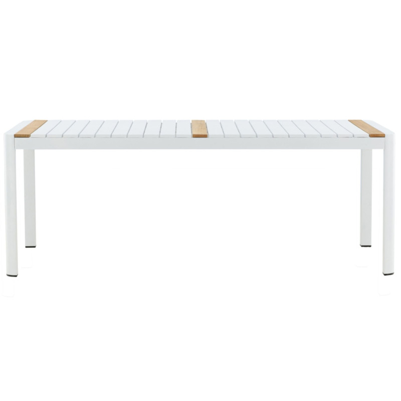 Table de jardin 200x100cm en aluminium et bois blanc